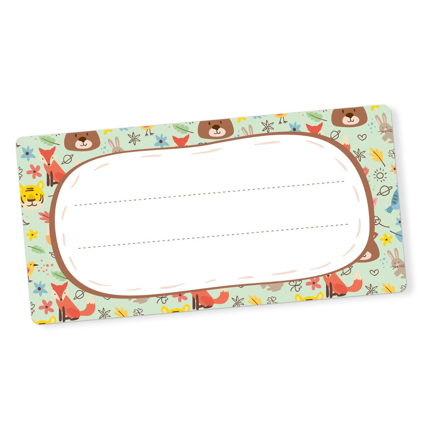itenga 40x Buchetiketten Waldtiere 9x4,5cm Namensetikett...