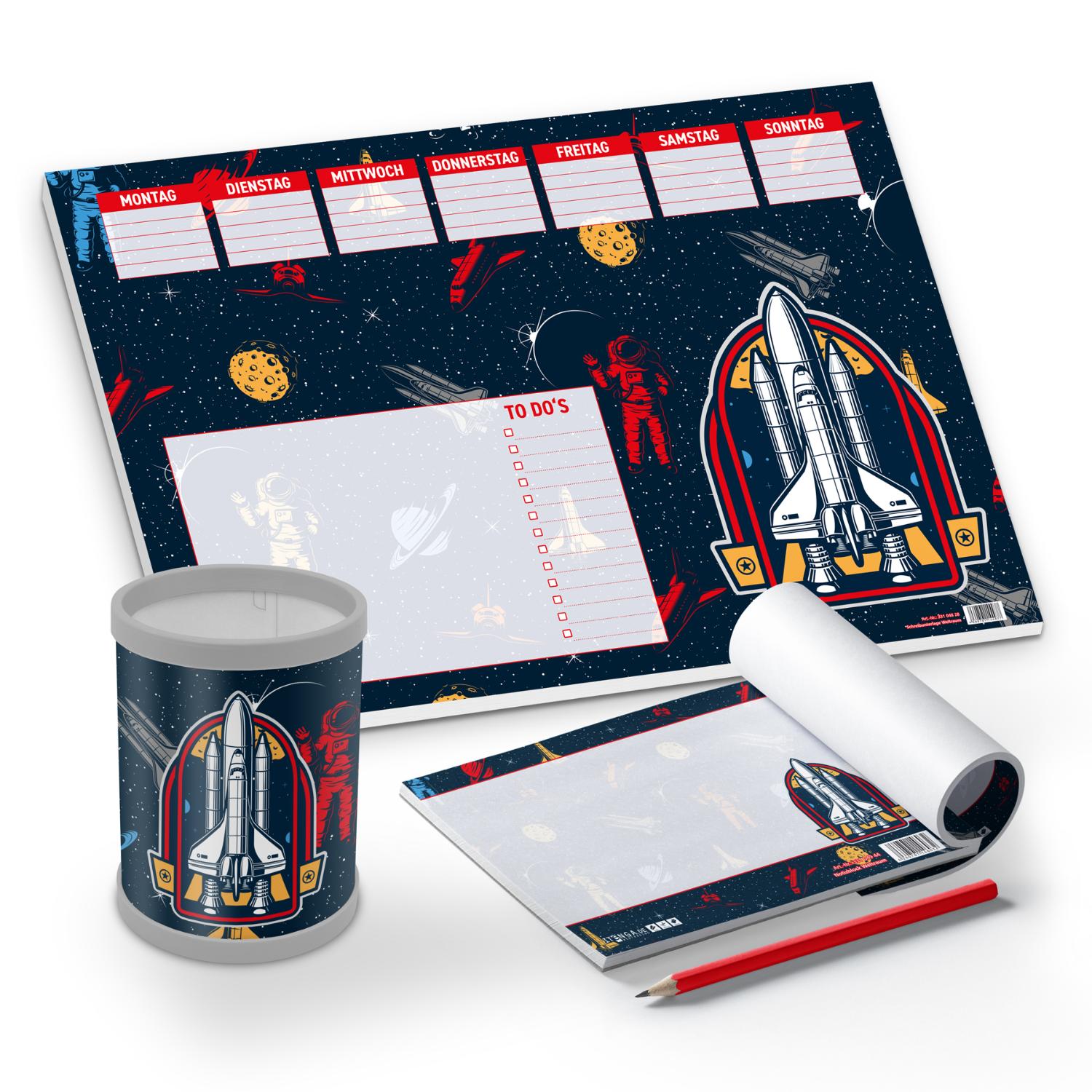 itenga Schreibtisch-Set Weltraum 3-teilig Schreibtischun...