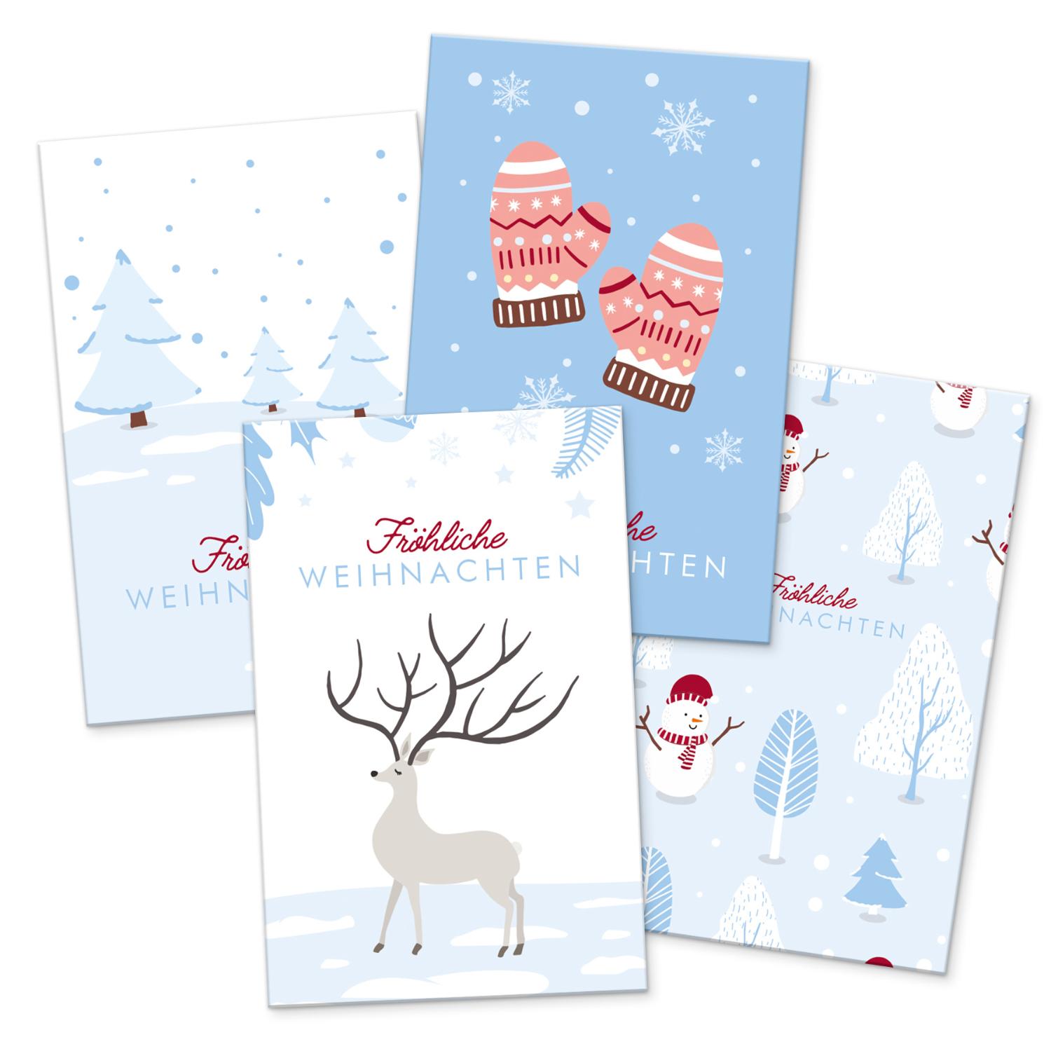 itenga 24 x Geschenkekarten Frohe Weihnachten Winterland...