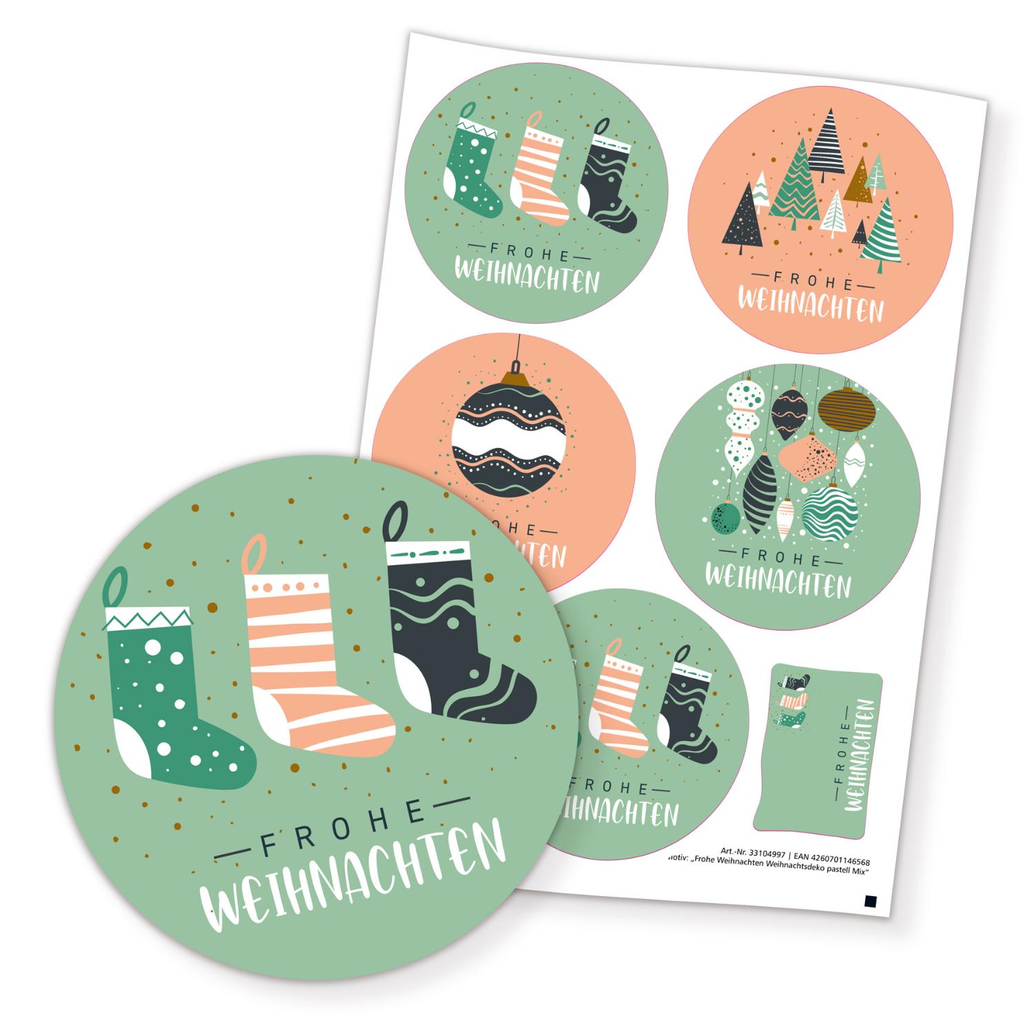 itenga 5 x Sticker Frohe Weihnachten Weihnachtsdeko past...
