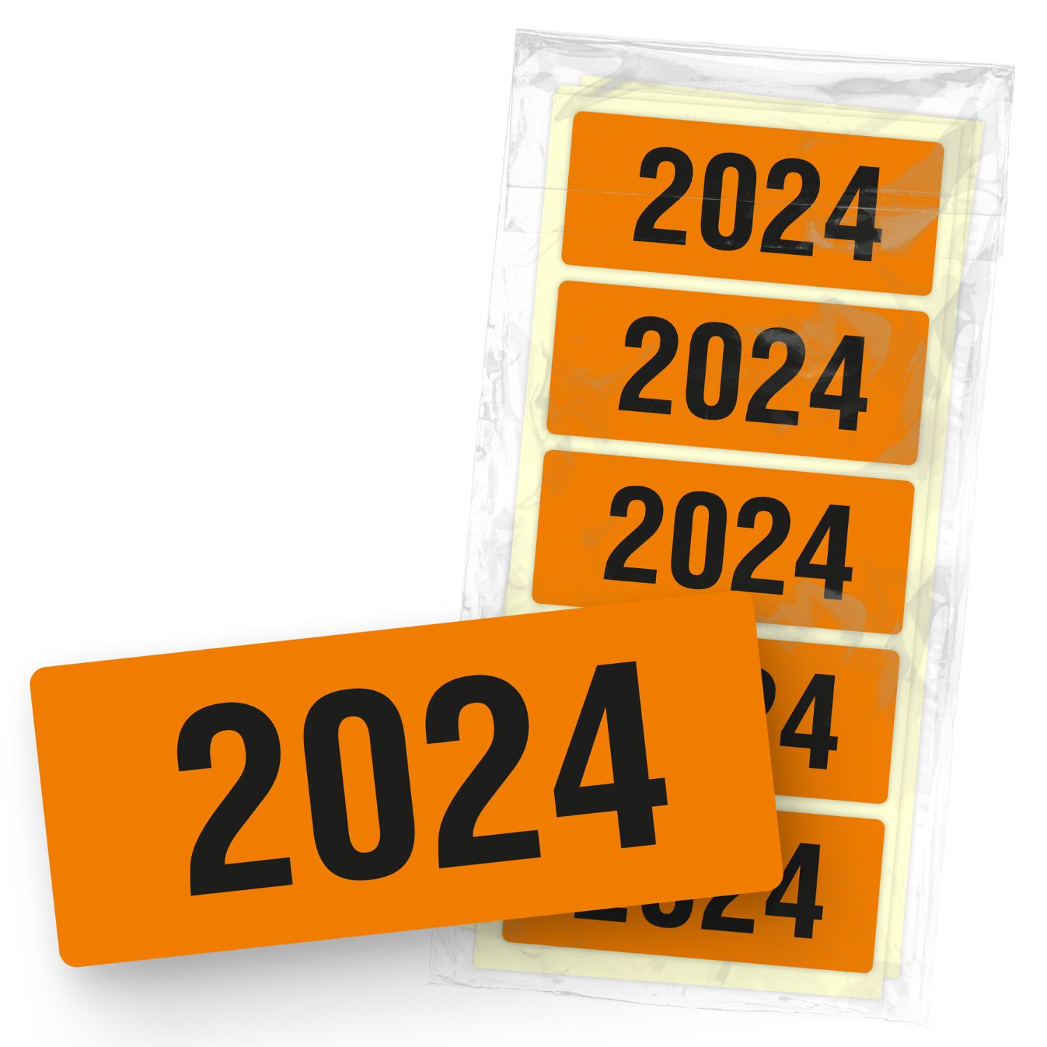 itenga 50x Jahresetiketten 2024 orange rechteckig 6 x 2,...