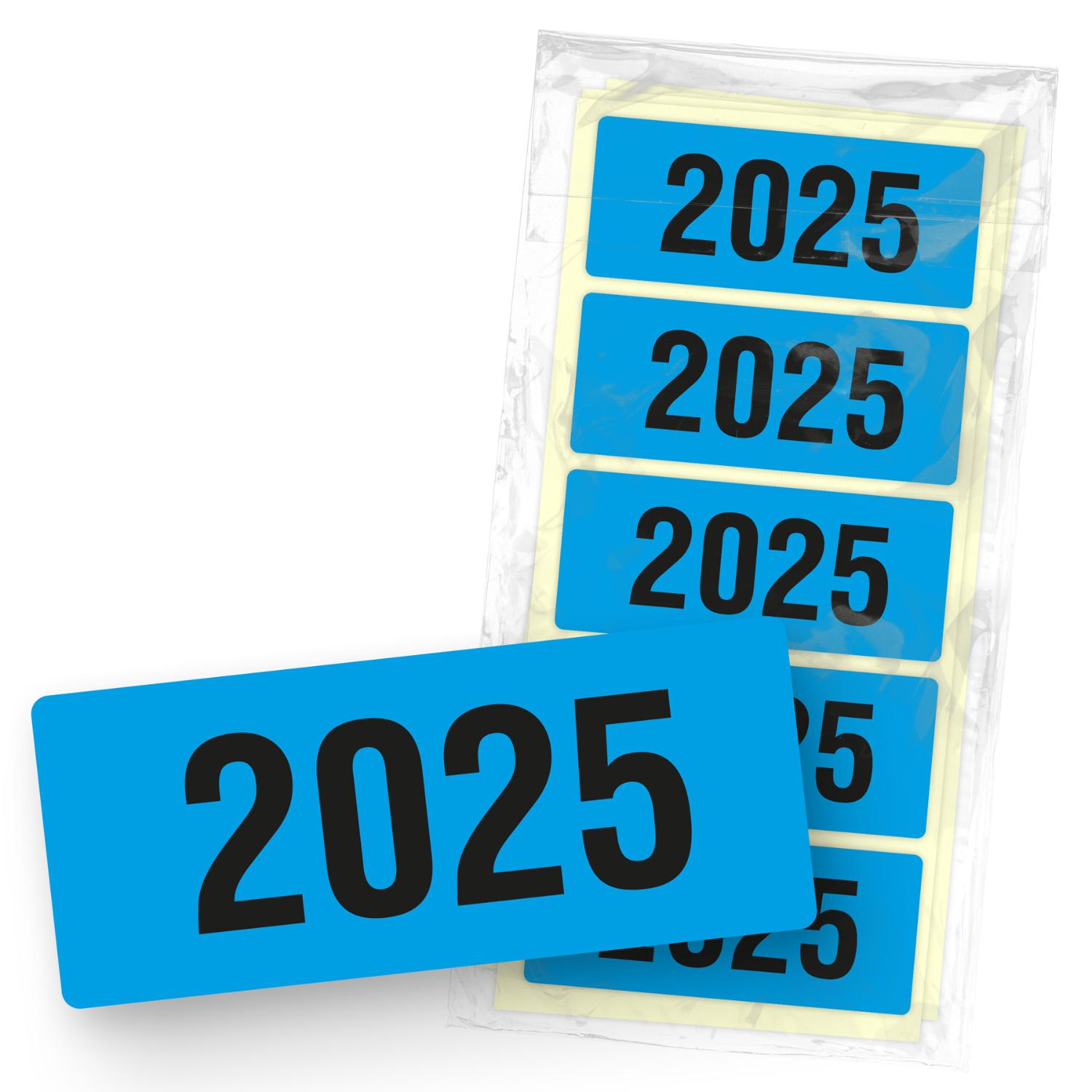 itenga 50x Jahresetiketten 2025 blau rechteckig 6 x 2,5 ...