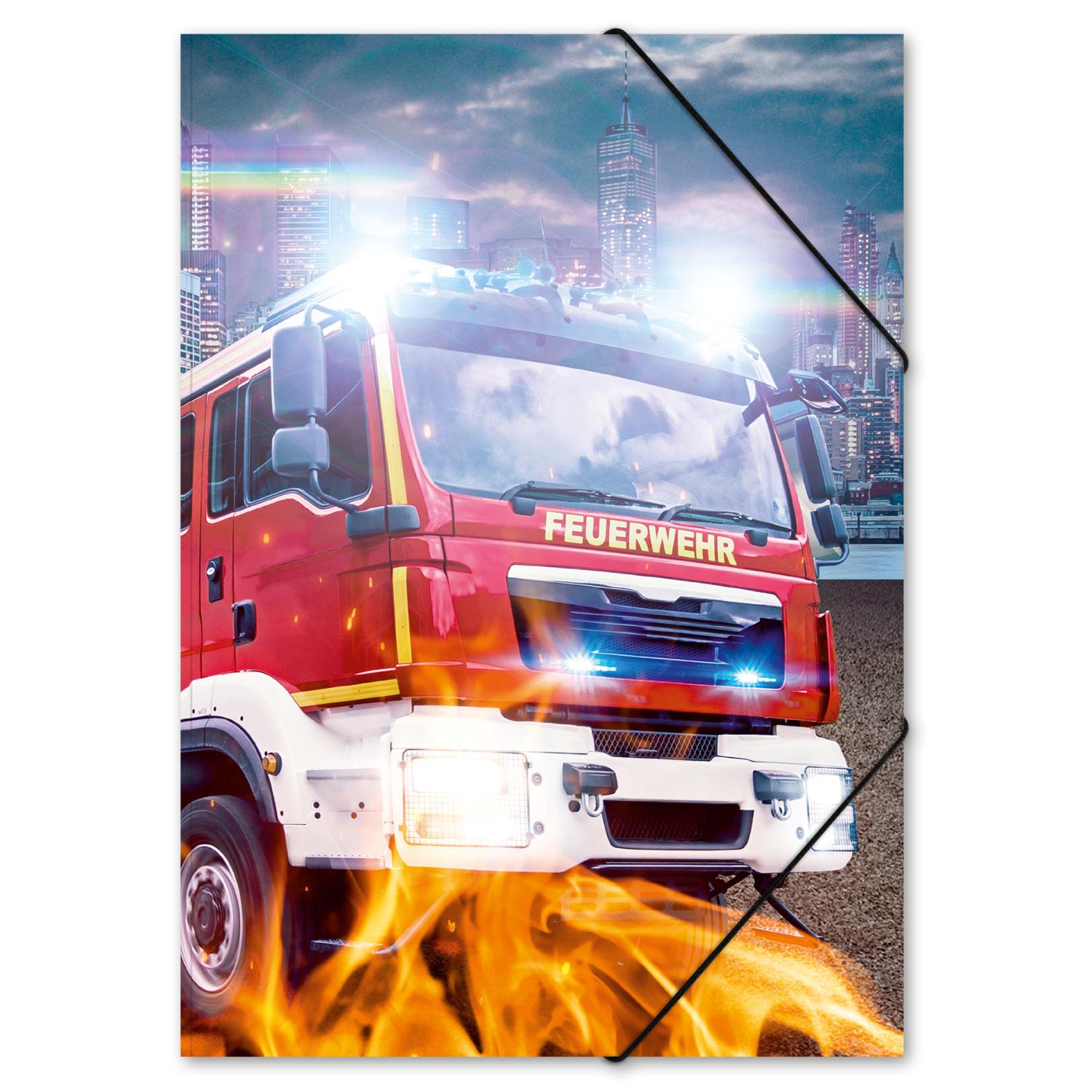 ITENGA Gummizugmappe Zeichenmappe A3 Karton Motiv Feuerwehr