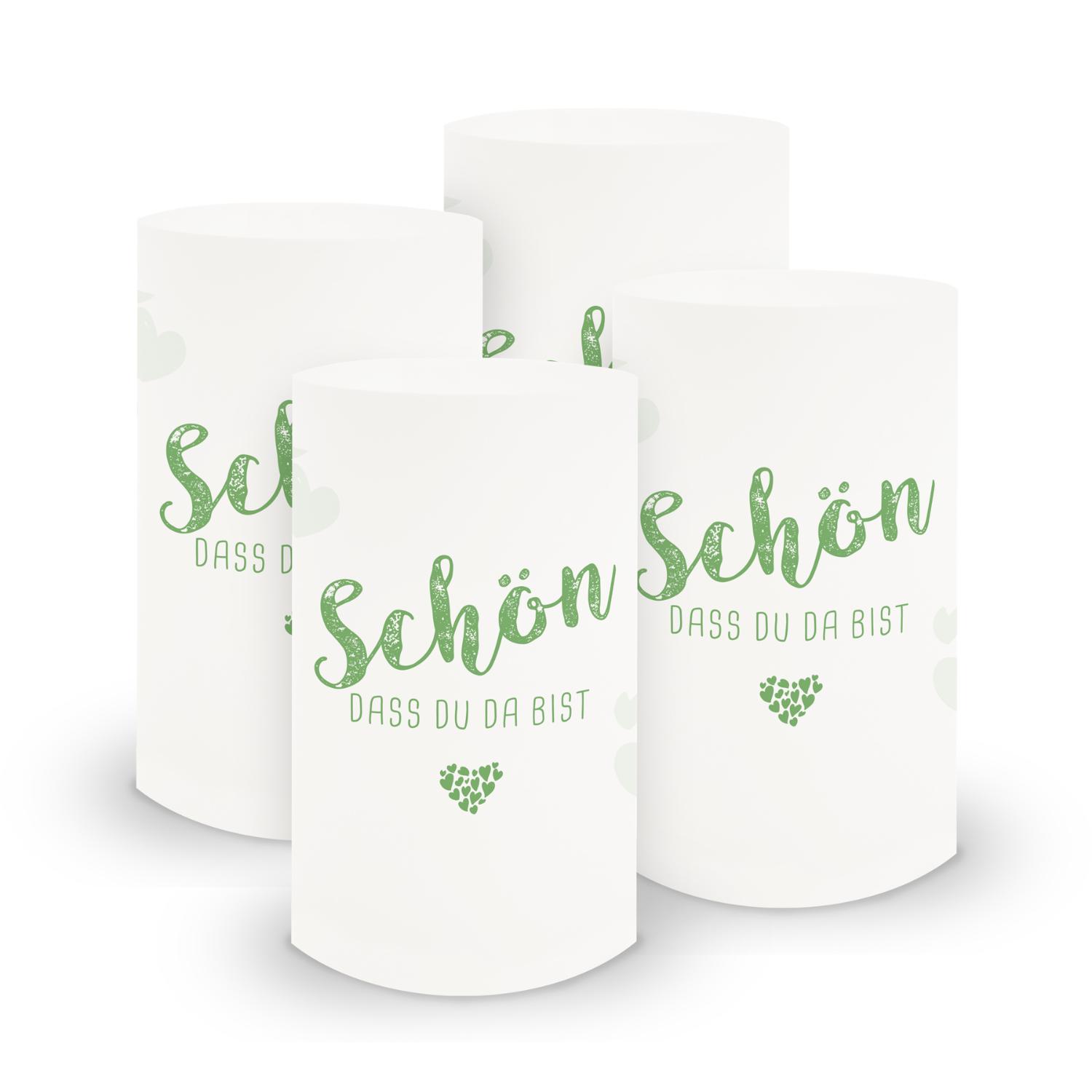 itenga 6x Windlicht Sch�n dass du da bist Salbei gr�n 10cm