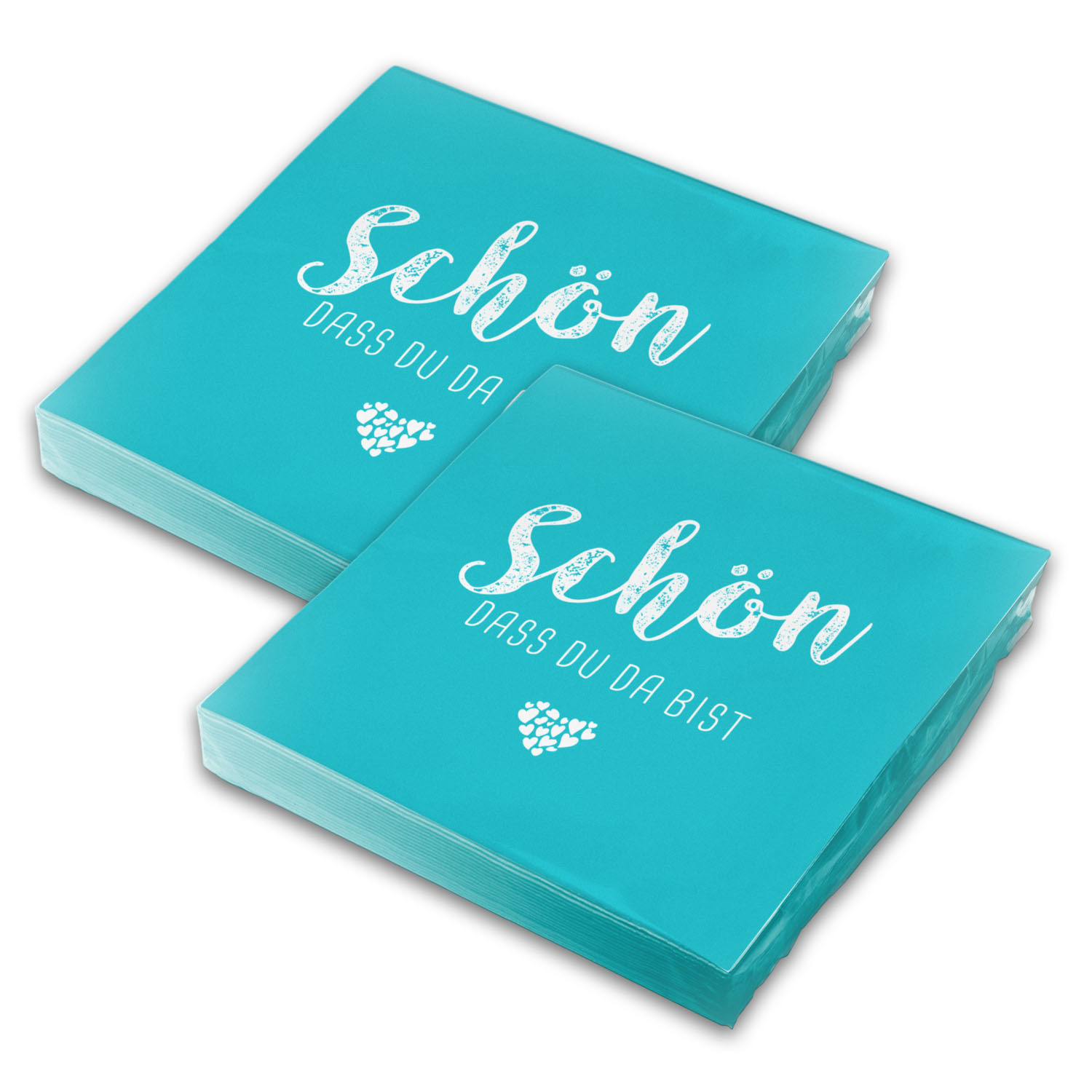 itenga 40x Serviette Sch�n dass du da bist t�rkisblau aq...