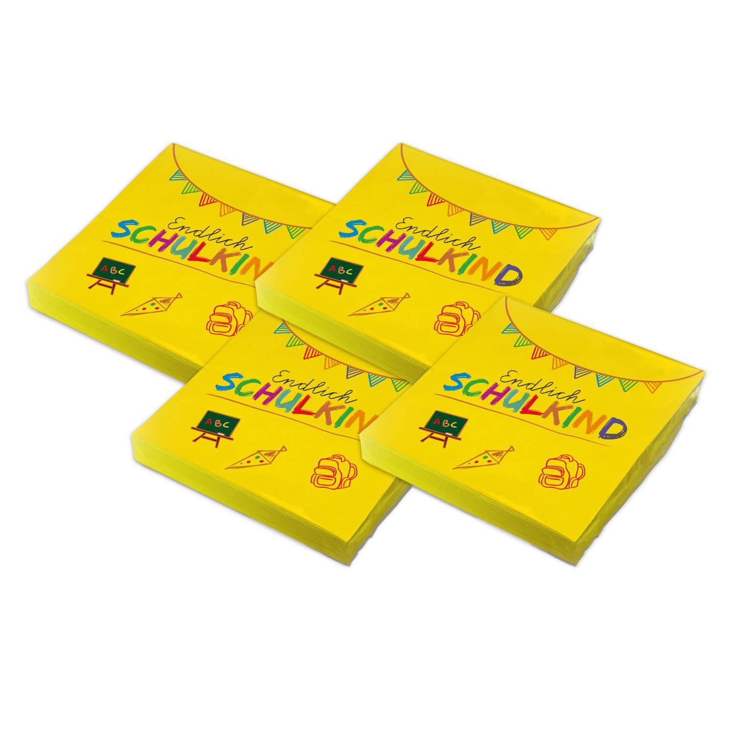 itenga 80x Serviette Schulanfang Endlich Schulkind GELB