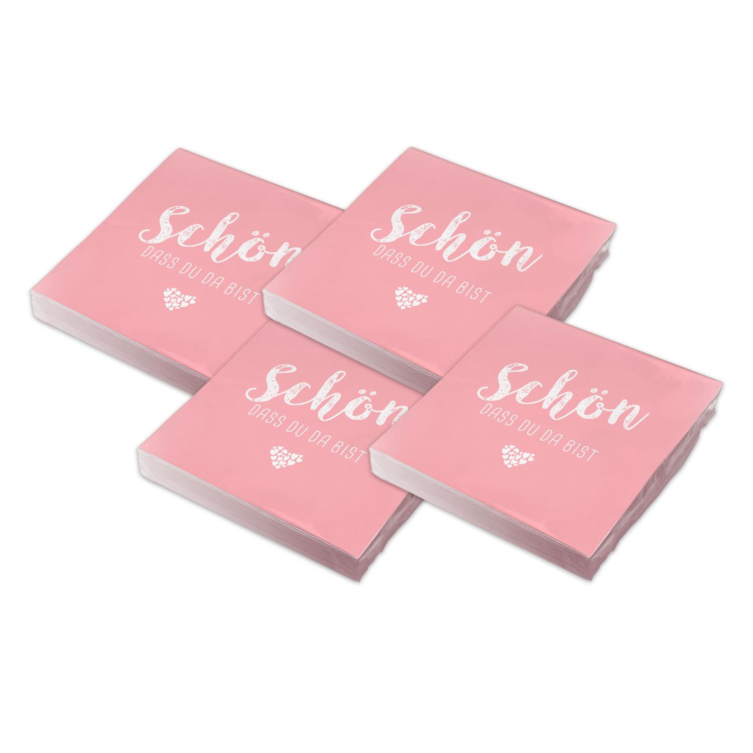 itenga 80x Serviette Sch�n dass du da bist rosa