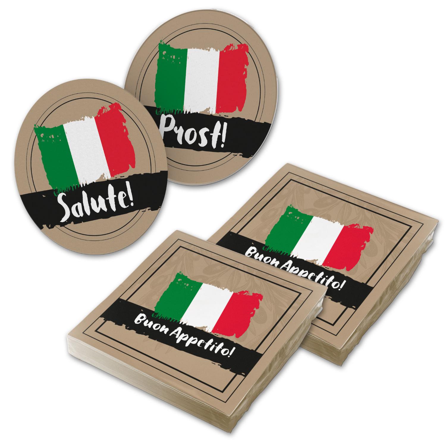 itenga 40x Serviette Italienisch Buon Apetito mit 40x Bi...