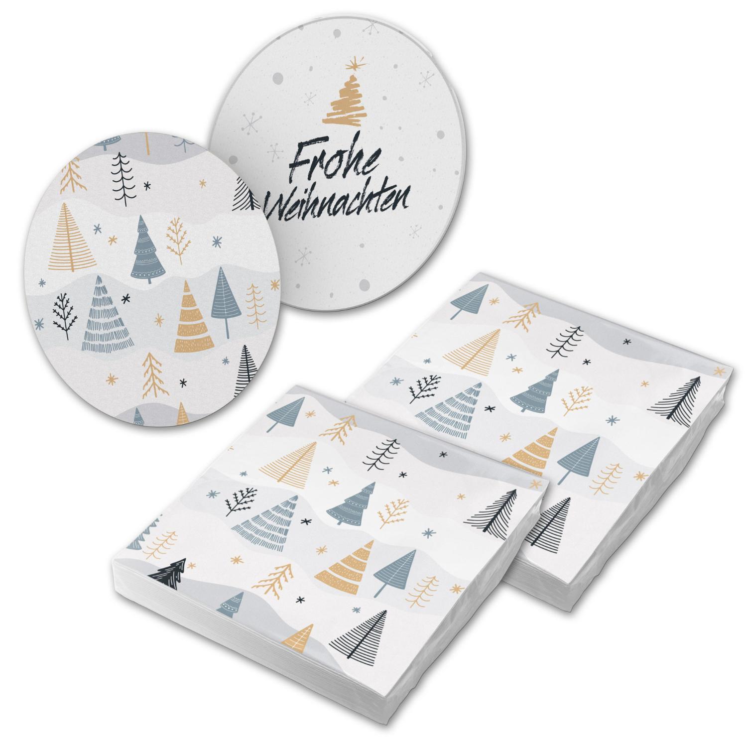 itenga 40x Serviette Weihnachten B�ume mit 40x Bierdecke...