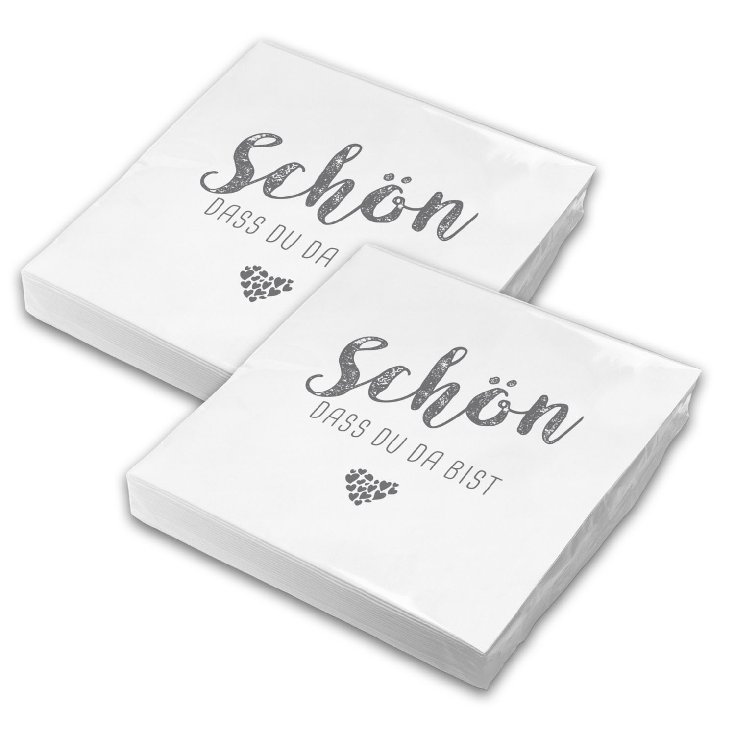 itenga 40x Serviette Sch�n dass du da bist wei� grau Set