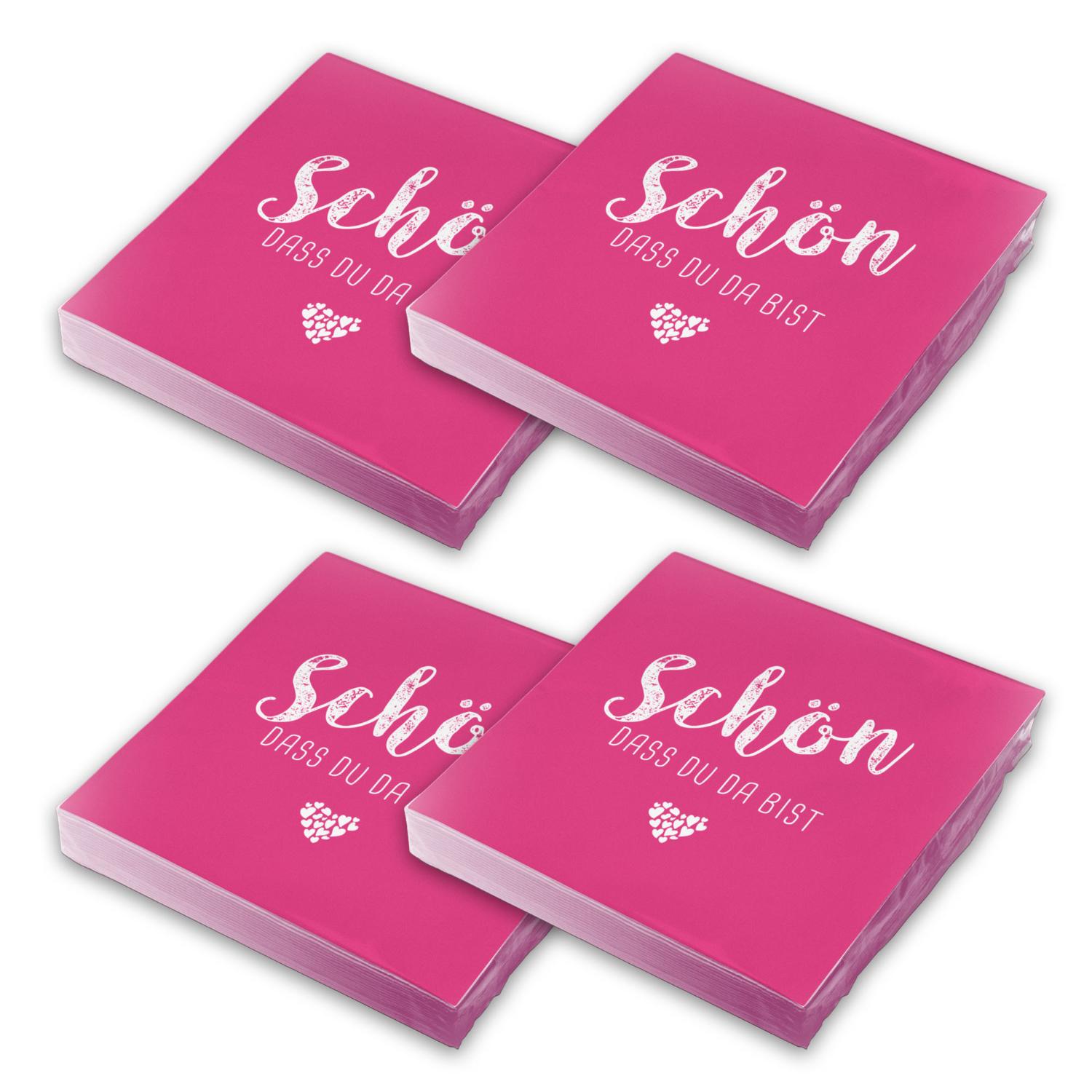 itenga 80x Serviette Sch�n dass du da bist fuchsia pink ...