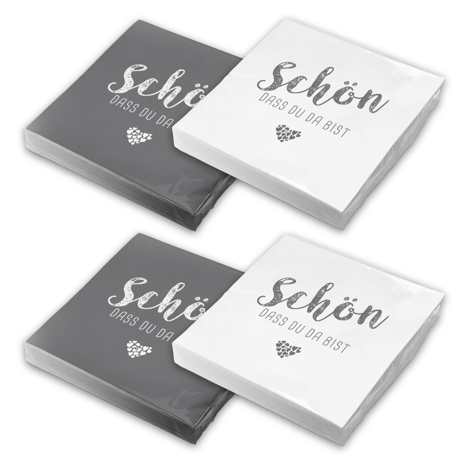 itenga 80x Serviette Sch�n dass du da bist (40x taubengr...