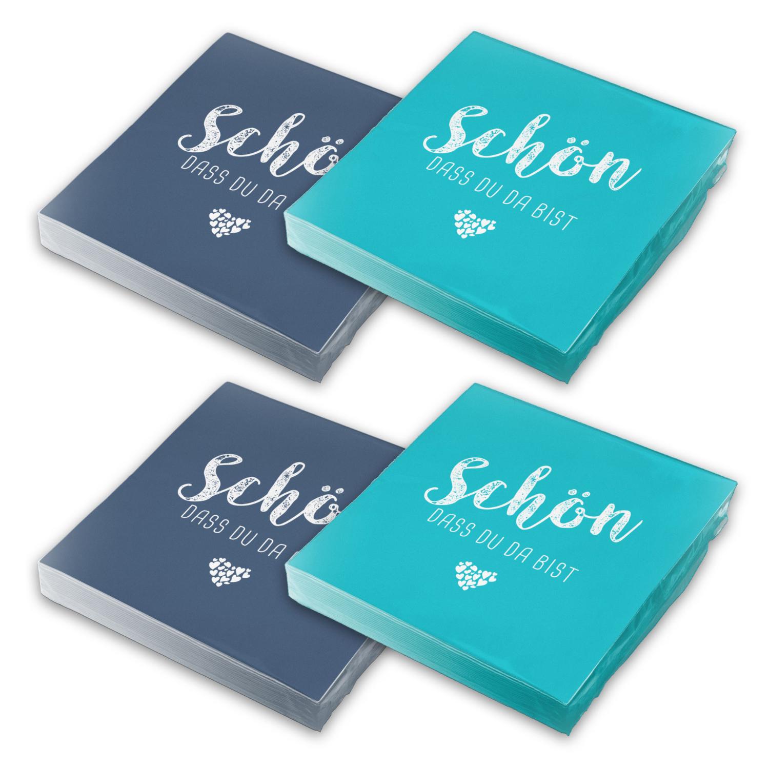 itenga 80x Serviette Sch�n dass du da bist (40x aqua bla...