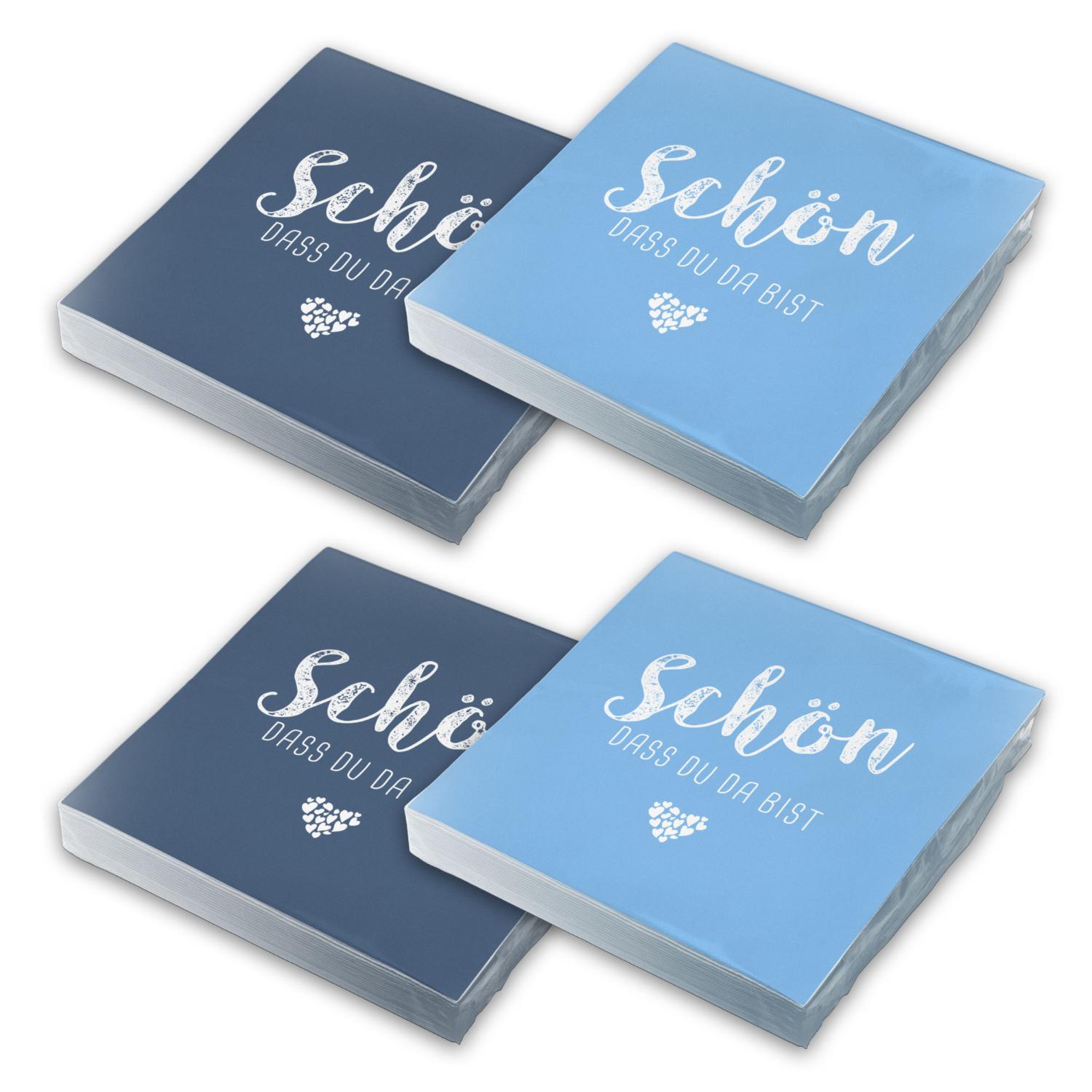 itenga 80x Serviette Sch�n dass du da bist (40x hellblau...
