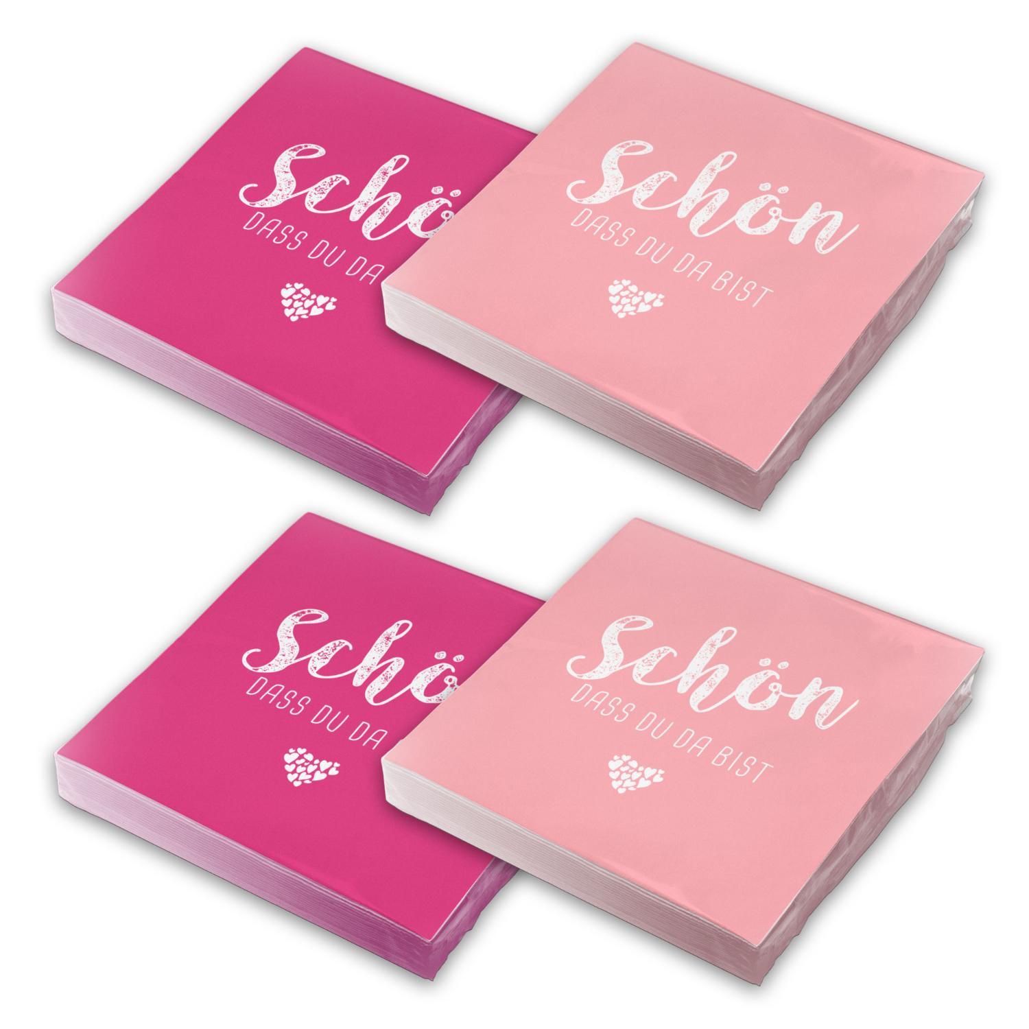 itenga 80x Serviette Sch�n dass du da bist (40x pink - 4...
