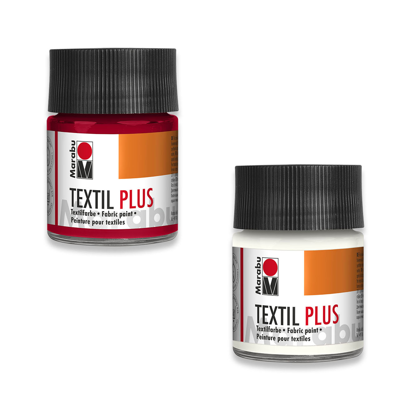 SET - Marabu Textil Plus Textilfarbe wei� 50ml + kaminro...