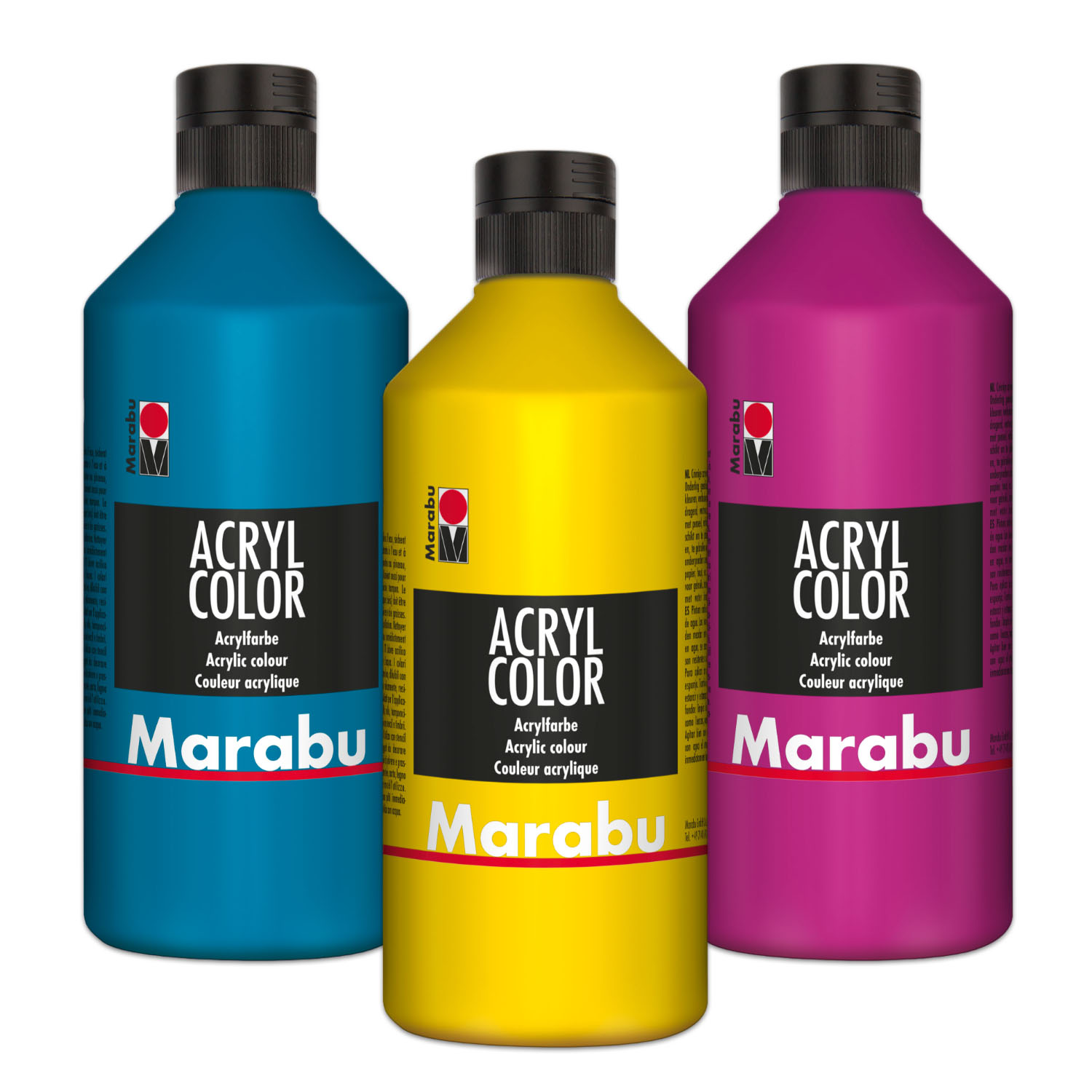 3x Marabu Acrylfarbe Acryl Color je 500ml Flasche (1x ma...