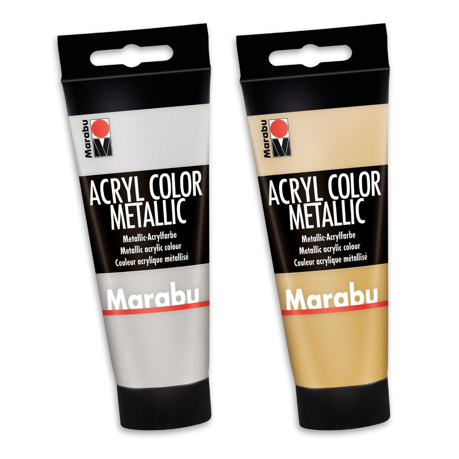 2x Marabu Acrylfarbe Acryl Color je 100ml Flasche (1x go...