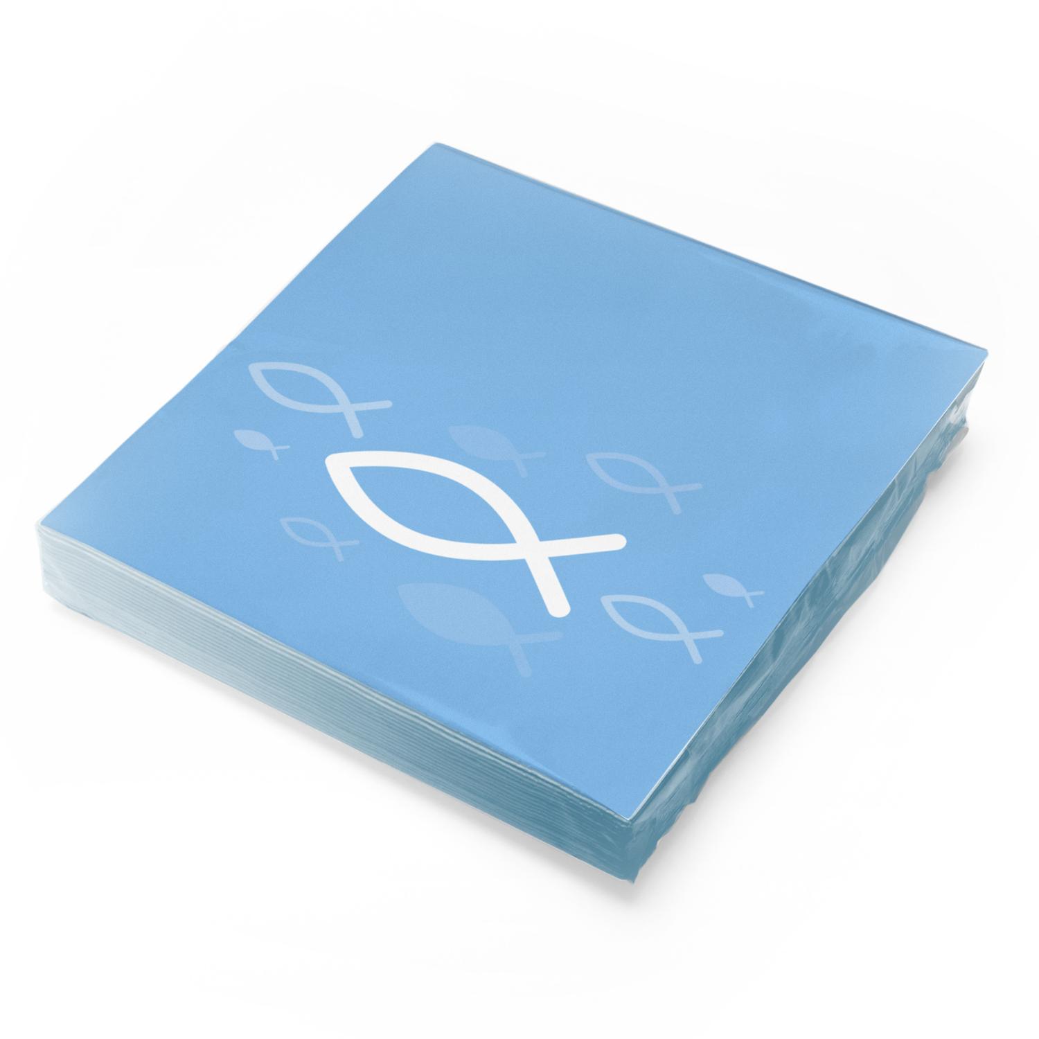 itenga Servietten Fisch HELLBLAU Wei� 30 x 30 cm 3-lagig...