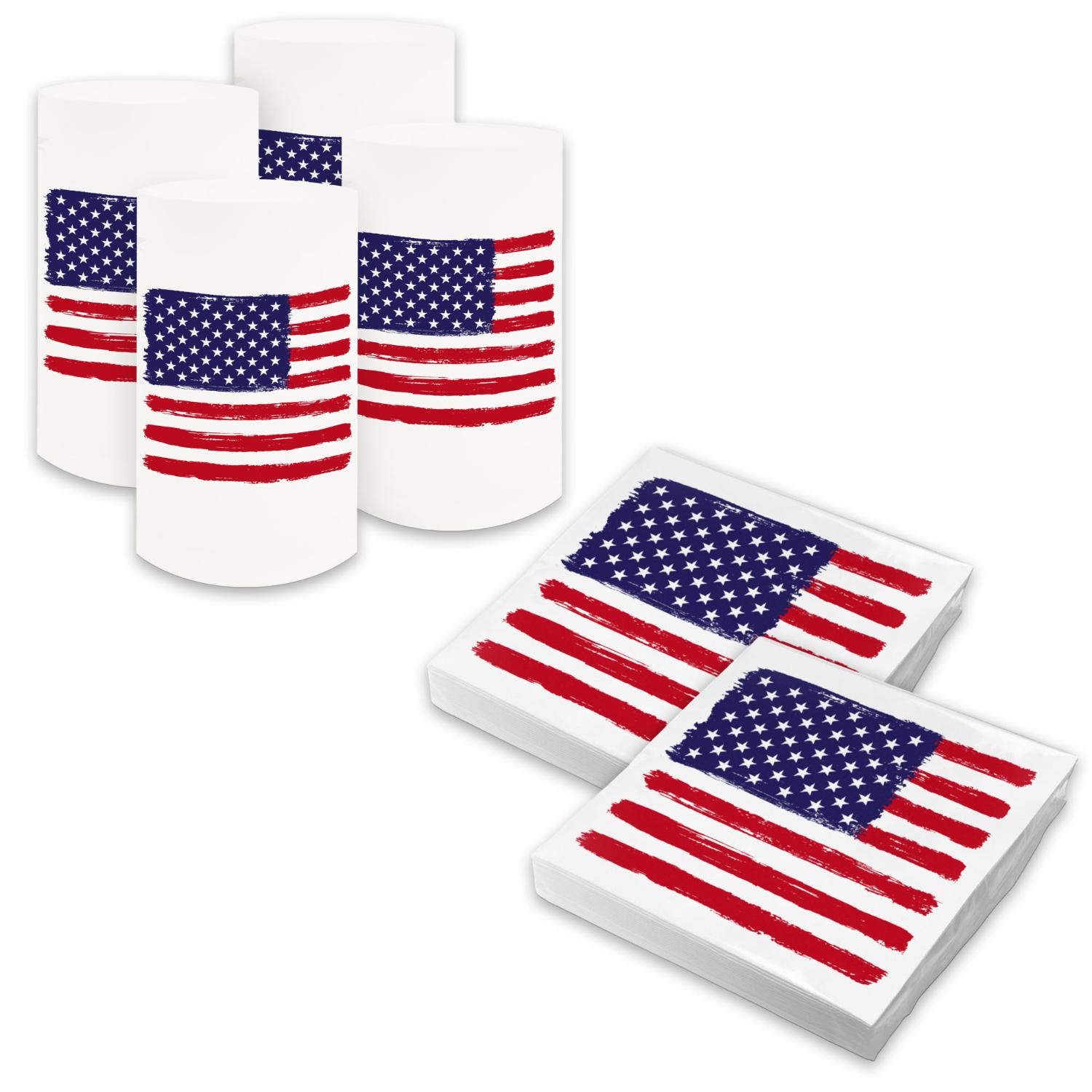 itenga 6x Windlicht + 40x Servietten - USA