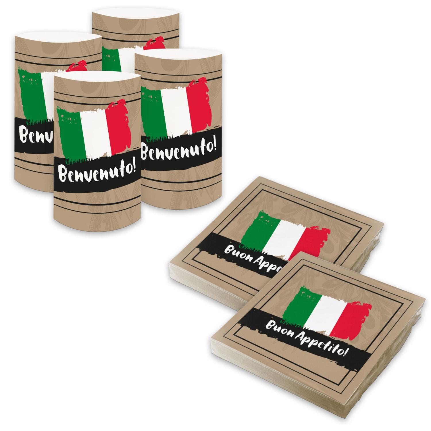 itenga 6x Windlicht + 40x Servietten - Italien