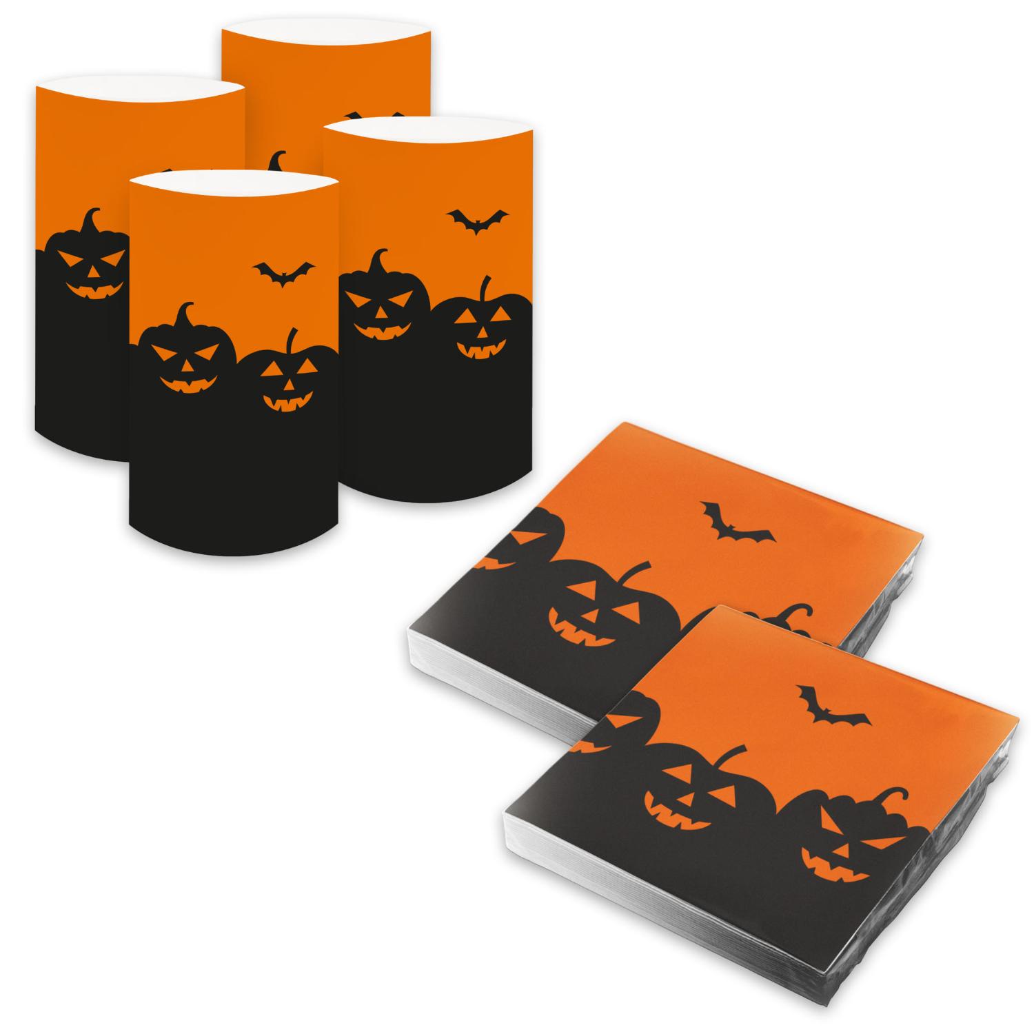 itenga 6x Windlicht + 40x Servietten - Halloween