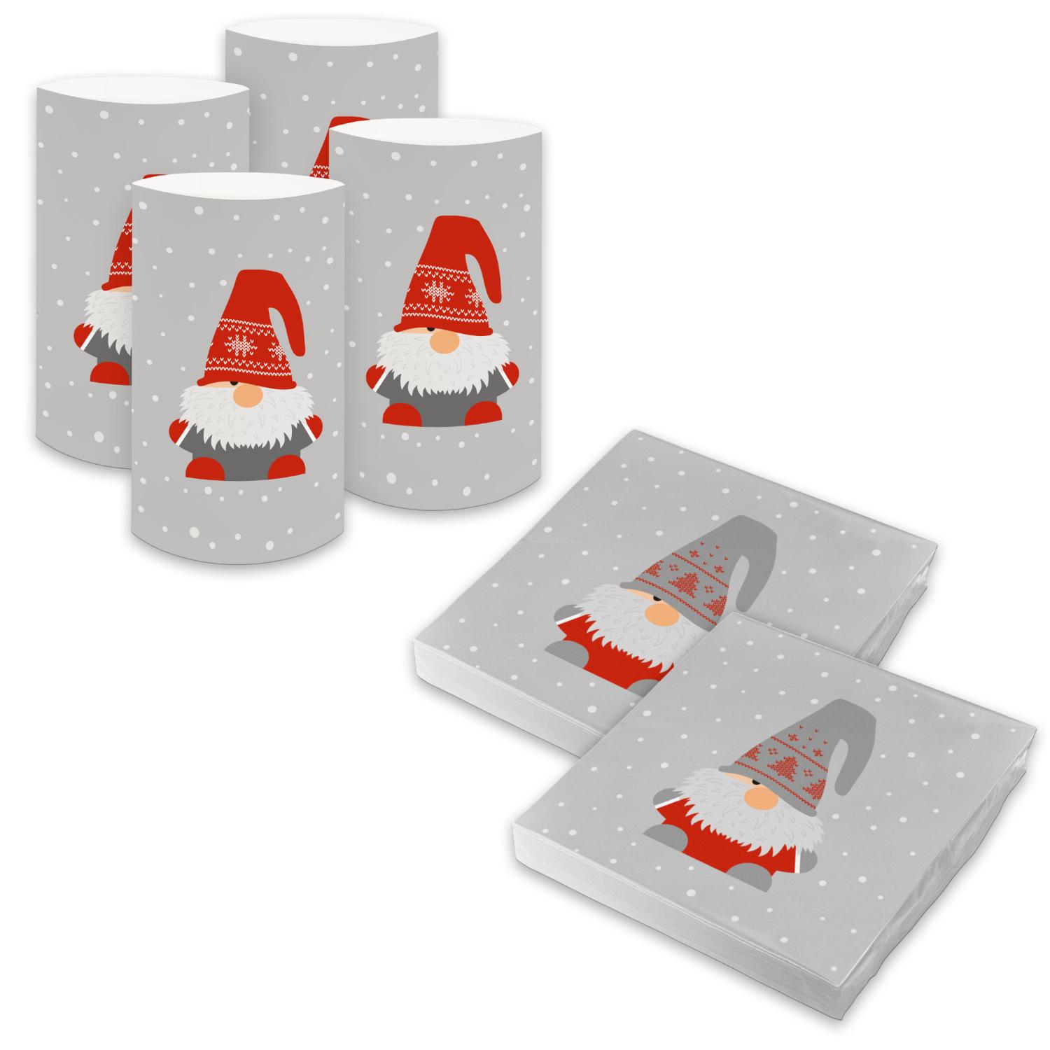 itenga 6x Windlicht + 40x Servietten - Weihnachten - Wic...