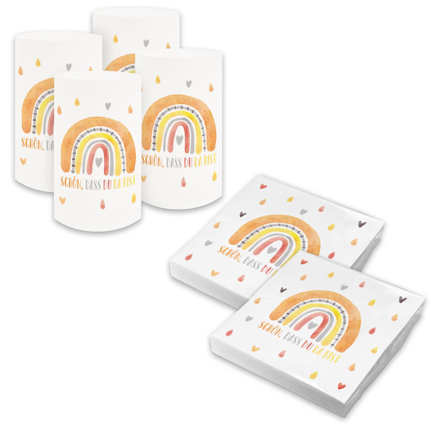 itenga 6x Windlicht + 40x Servietten - Sch�n dass du da ...