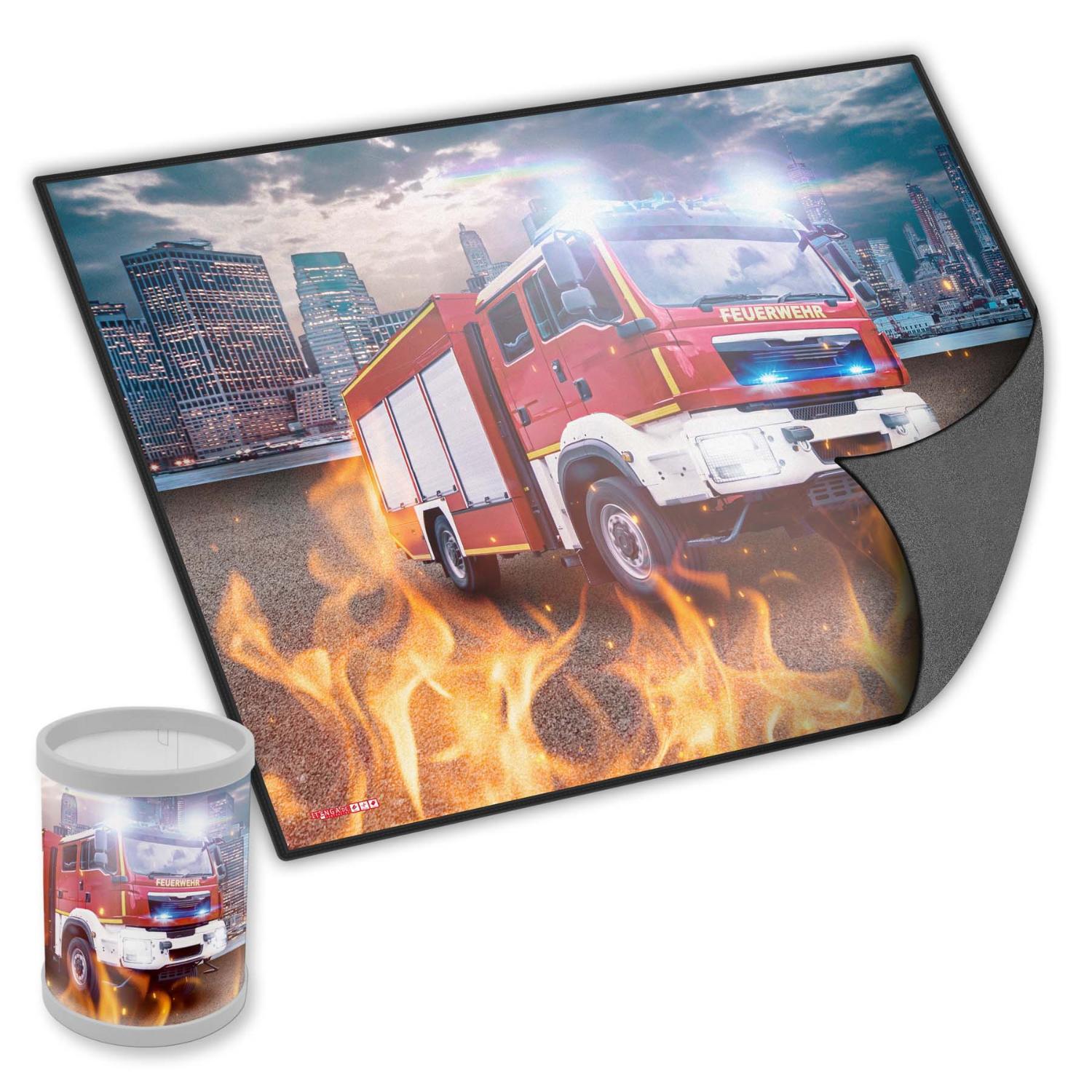 itenga Schreibunterlage V2 mit Stiftek�cher Motiv FEUERWEHR