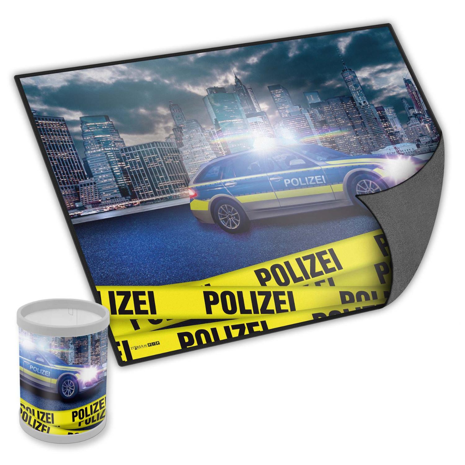 itenga Schreibunterlage V2 mit Stiftek�cher Motiv POLIZEI
