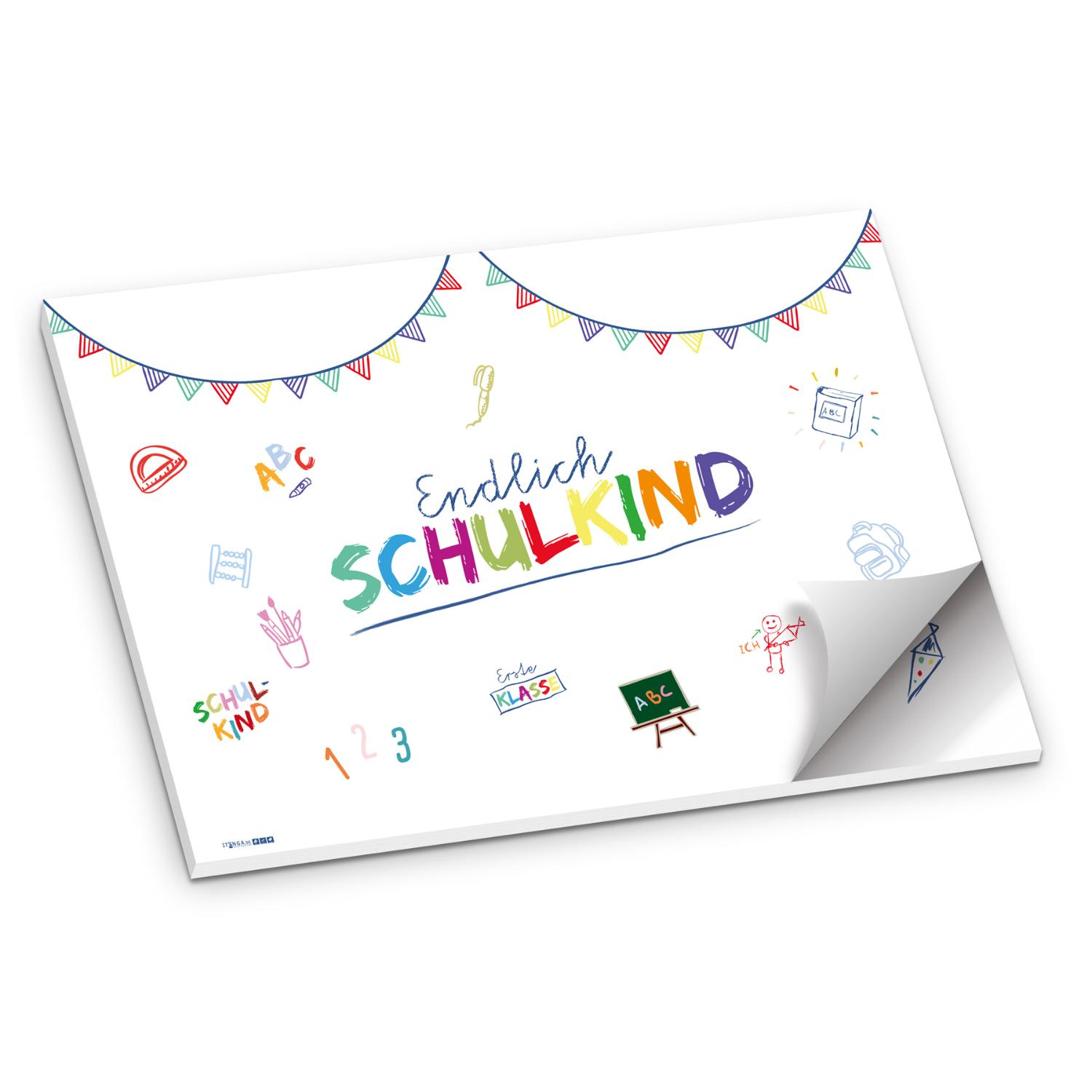 itenga Tischset Endlich Schulkind wei� bunt DIN A3, 50 B...