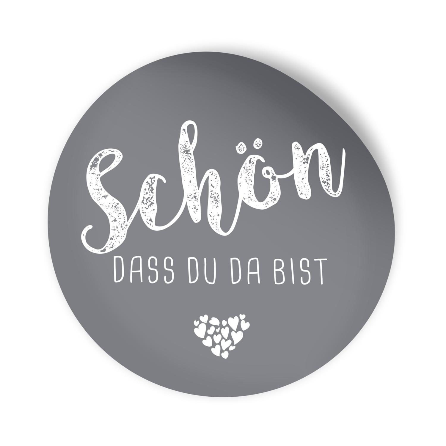 itenga 24x Sticker Aufkleber "Sch�n dass du da bist" grau