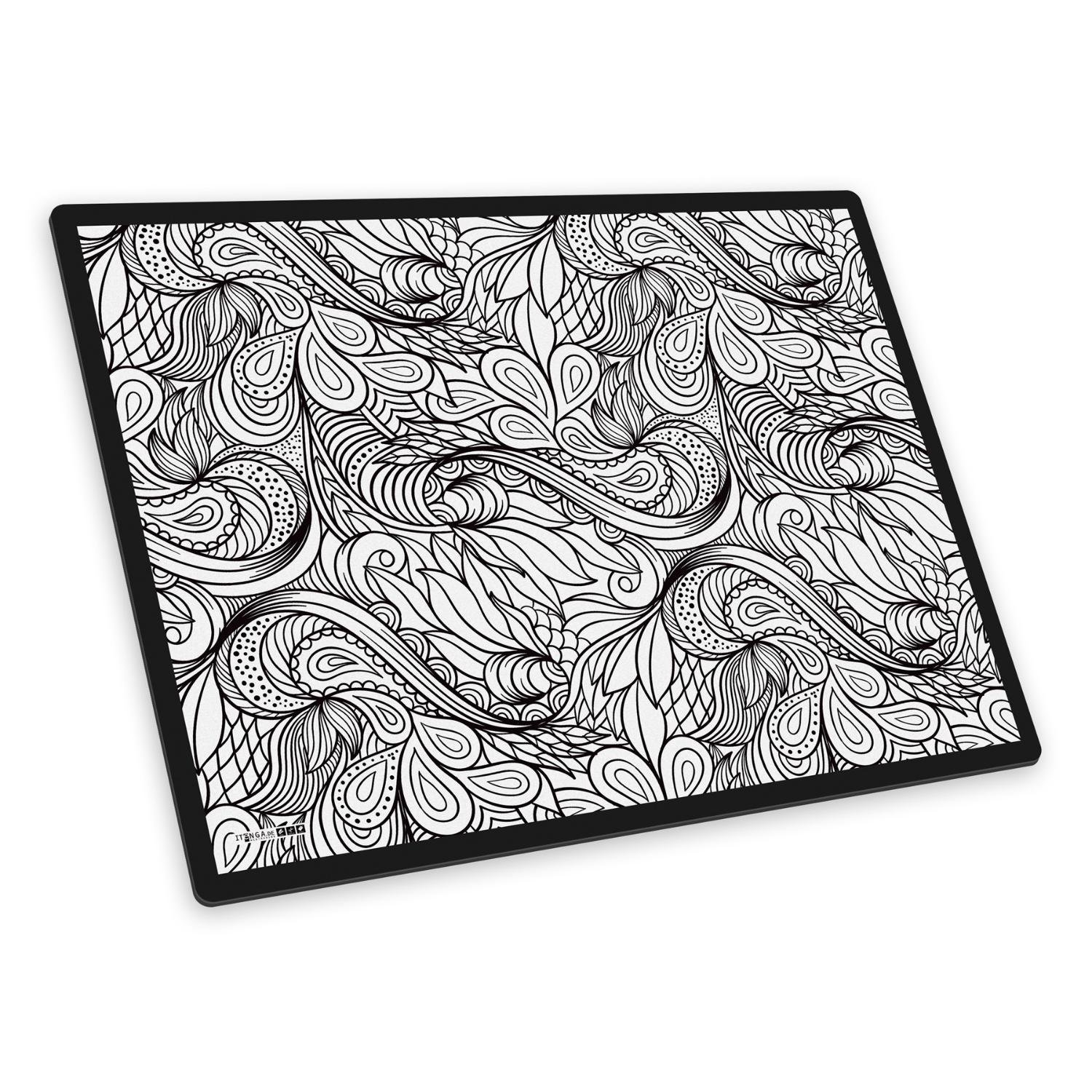 itenga Schreibunterlage V1 Motiv Line Art Schwarz Weiss