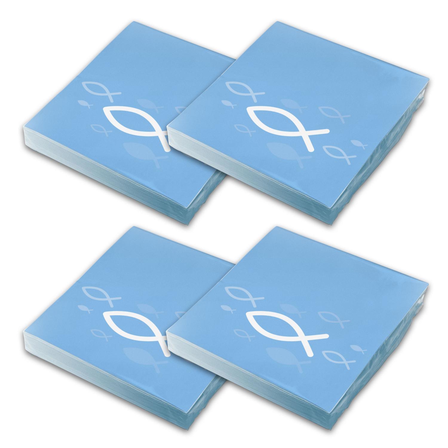 itenga Servietten Fisch HELLBLAU Wei� 30 x 30 cm 3-lagig...