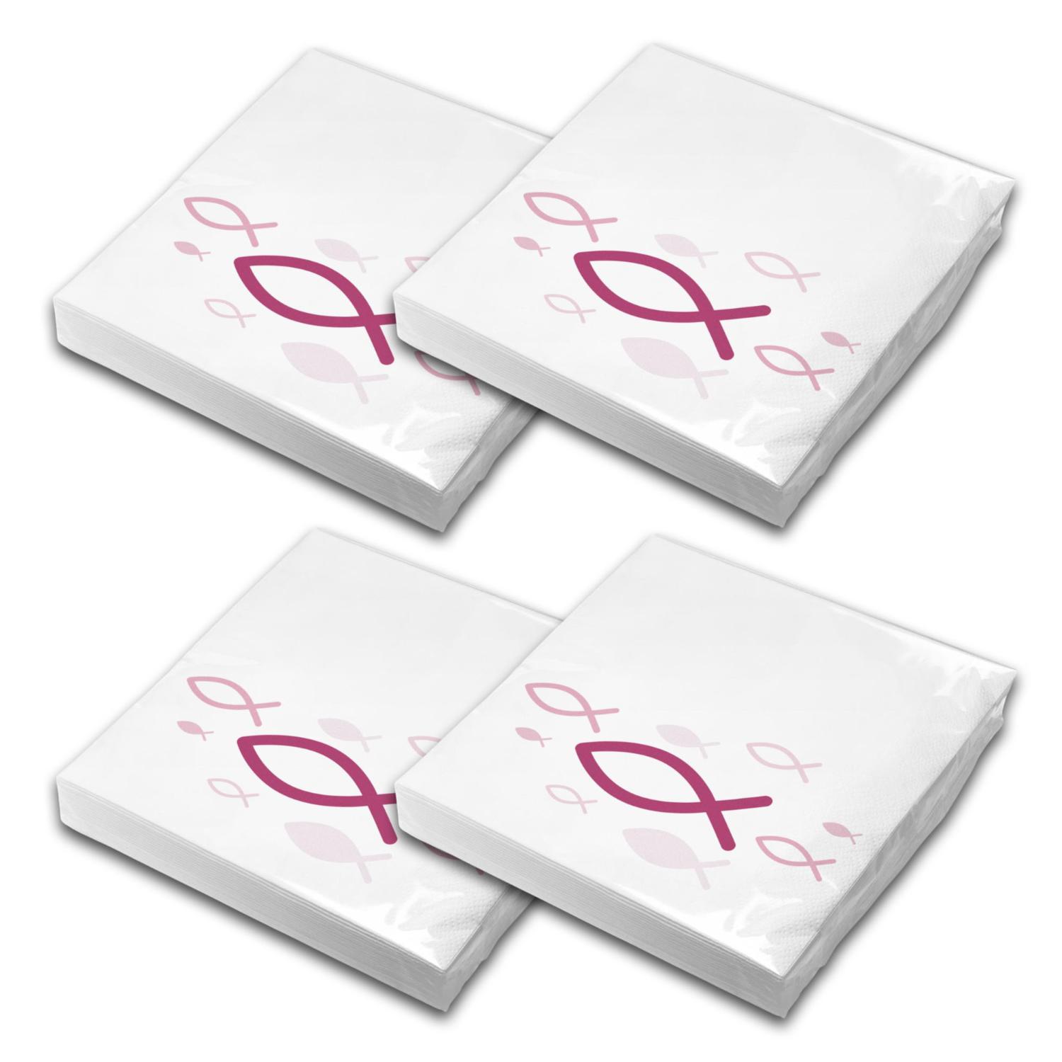 itenga Servietten Fisch WEI� Pink 30 x 30 cm 3-lagig 80 ...