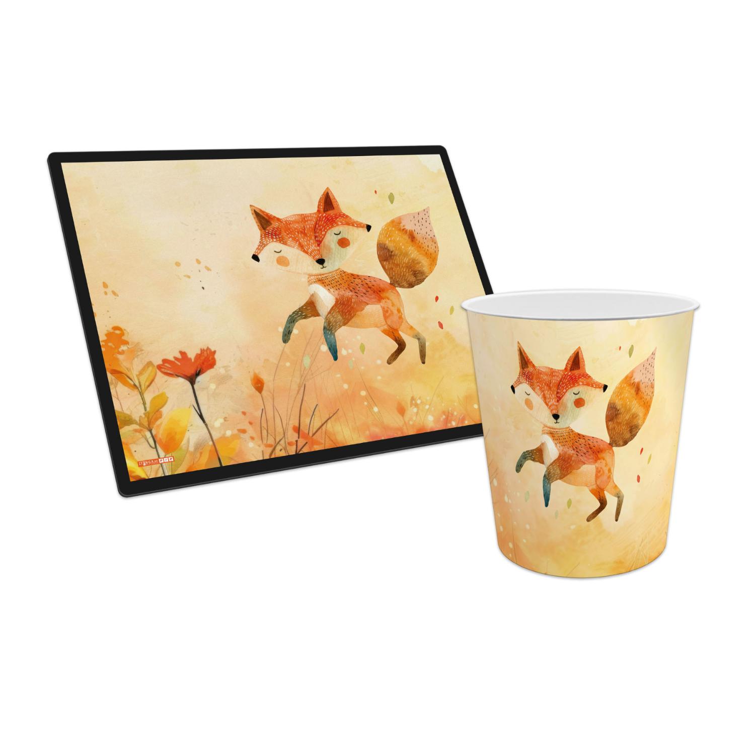 itenga Papierkorb mit Schreibunterlage Motiv FUCHS Set