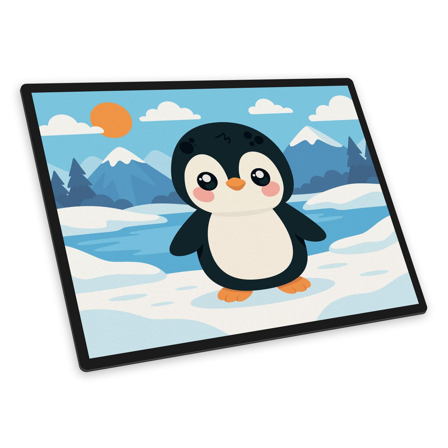 itenga Schreibunterlage V1 Motiv PINGUIN im Kawaii Design