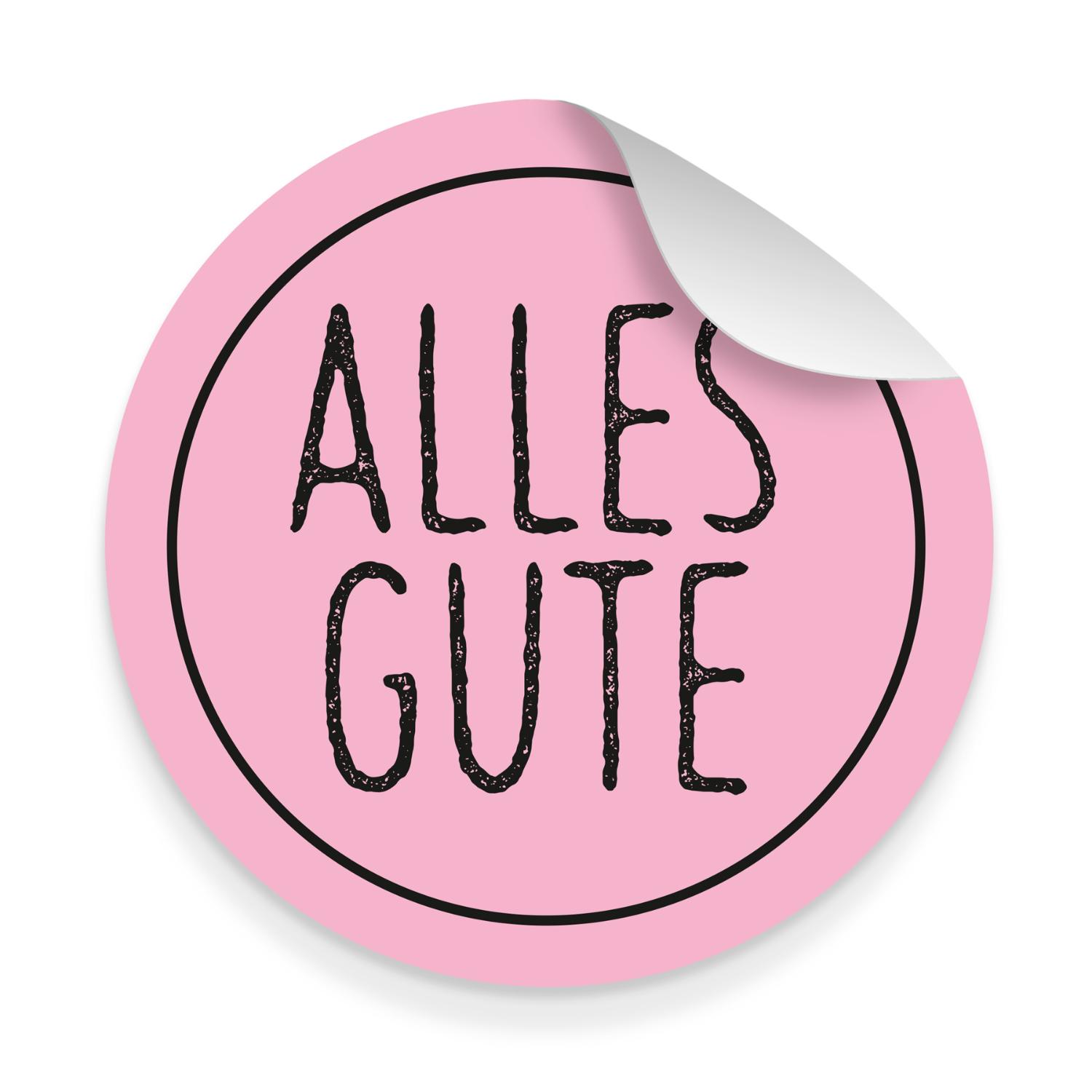itenga Aufkleber 10x ALLES GUTE rosa schwarz 9,5 cm Durc...