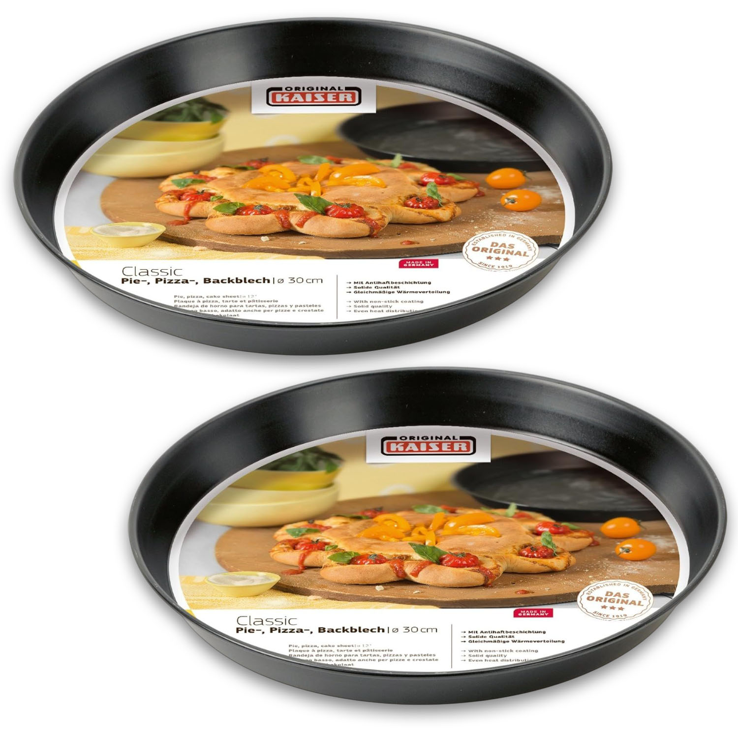 KAISER Pizzablech 2er Set Backblech CLASSIC 32cm Legiert...