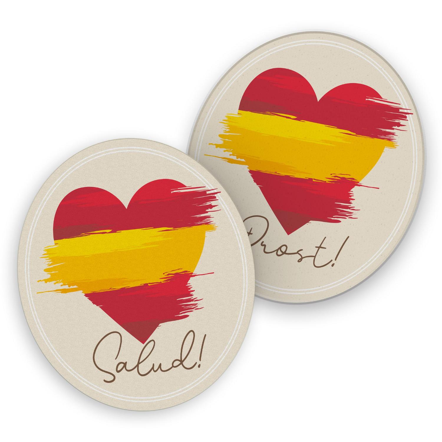 itenga 40x Bierdeckel Untersetzer Herz Flagge SPANIEN