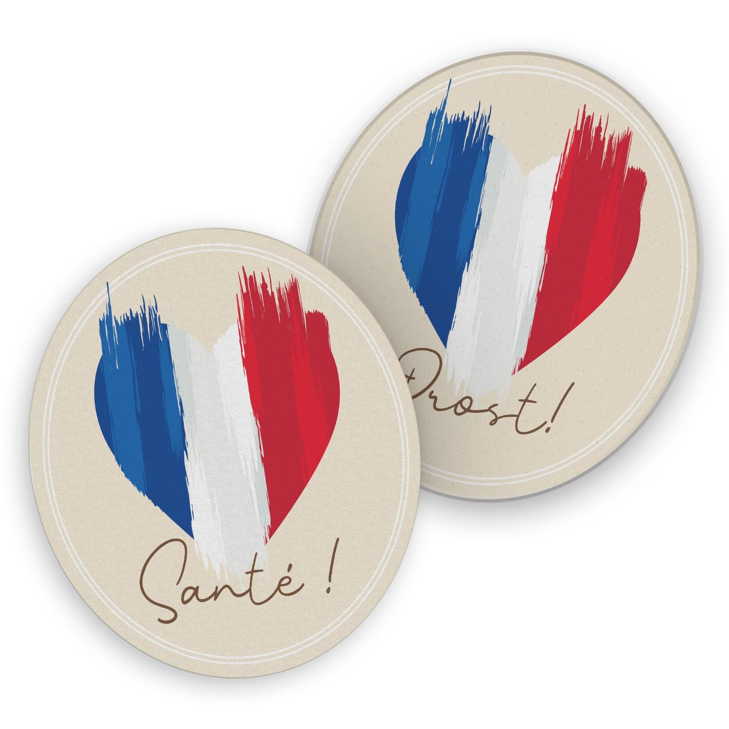 itenga 40x Bierdeckel Untersetzer Herz Flagge FRANKREICH