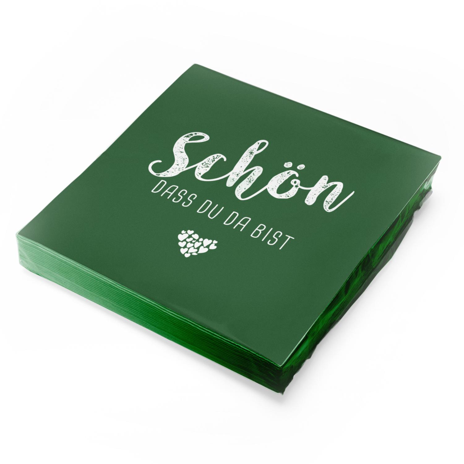 itenga 20x Serviette Sch�n dass du da bist - DUNKELGR�N