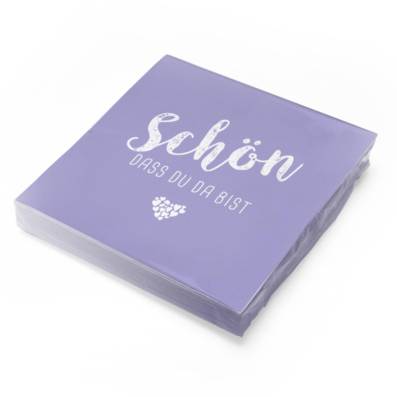 itenga 20x Serviette Sch�n dass du da bist - LILA / FLIEDER