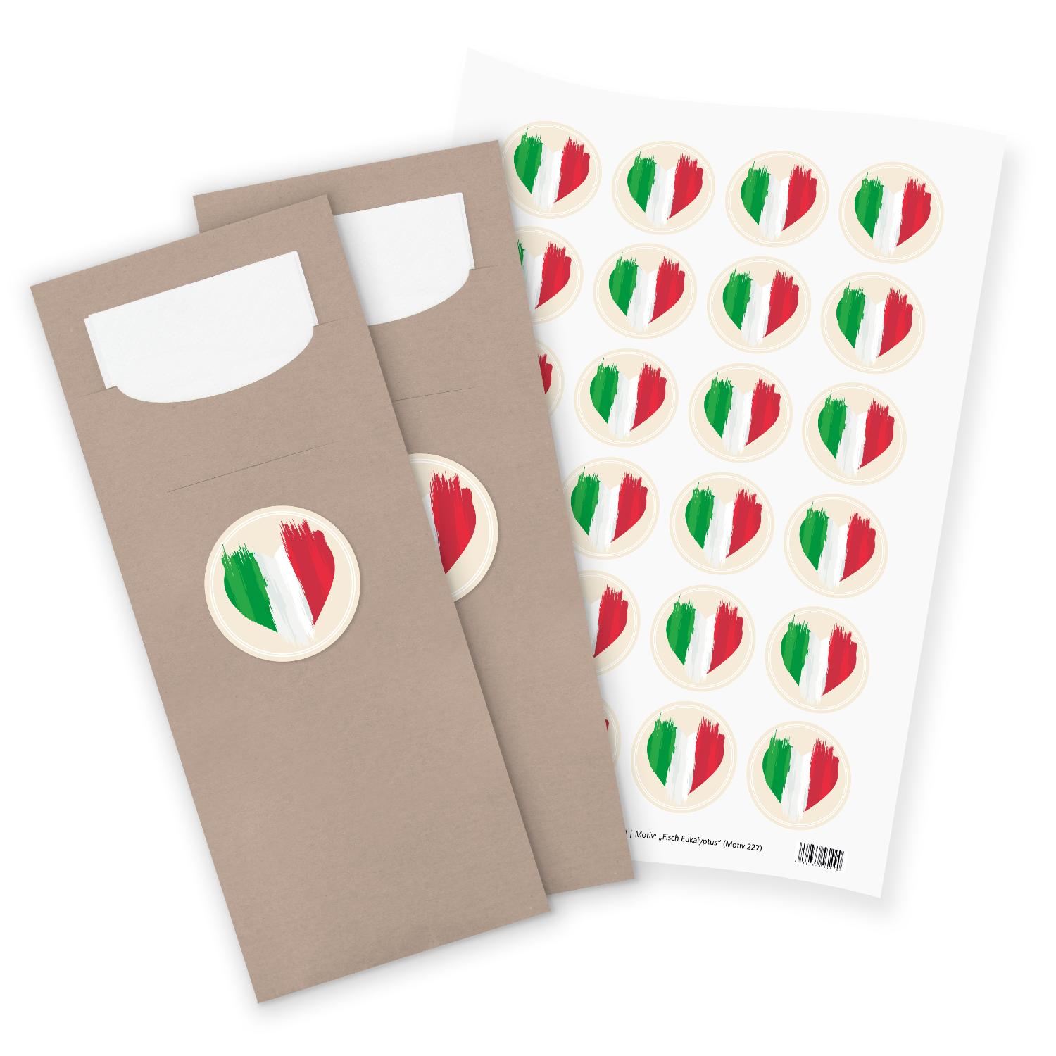 itenga 24x Bestecktaschen + Sticker Flagge Italien