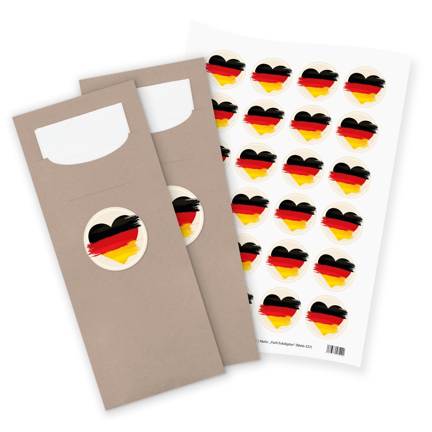 itenga 24x Bestecktaschen + Sticker Flagge Deutschland