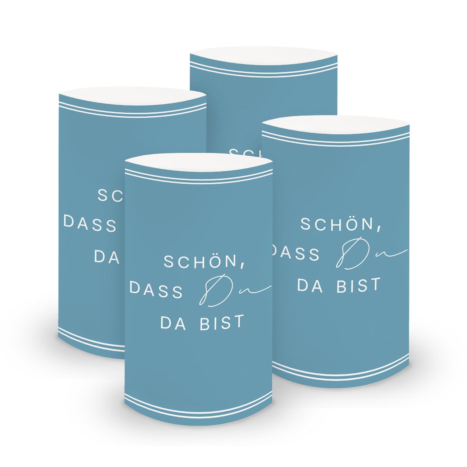 ITENGA 6x Windlichter Sch�n dass du da bist V3 nordic blue