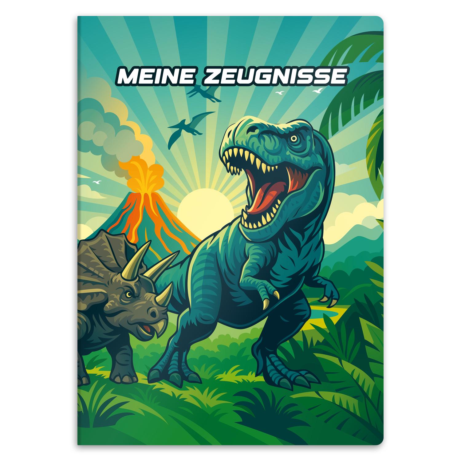 itenga Zeugnismappe A4 Kunststoff Sichtbuch Motiv Dinosa...