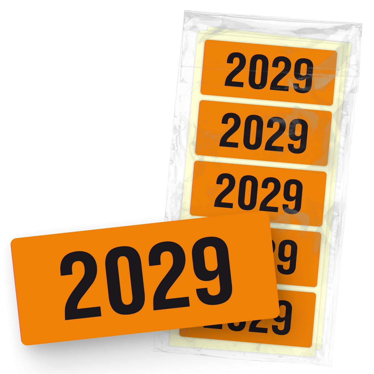 itenga 50x Jahresetiketten 2029 ORANGE rechteckig 6 x 2,...