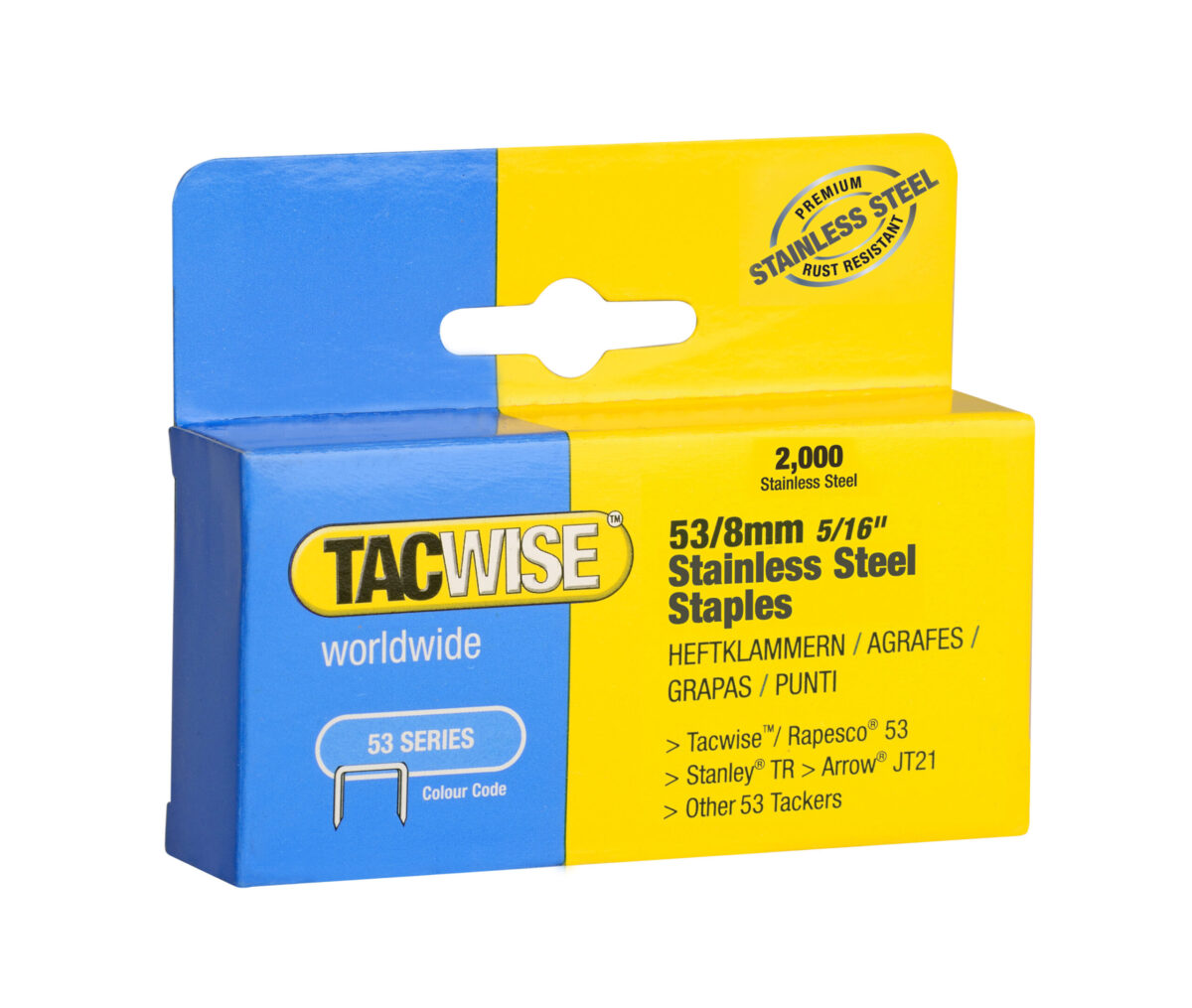 TACWISE Heftklammern 53/8 mm, Edelstahl, 2.000 St�ck