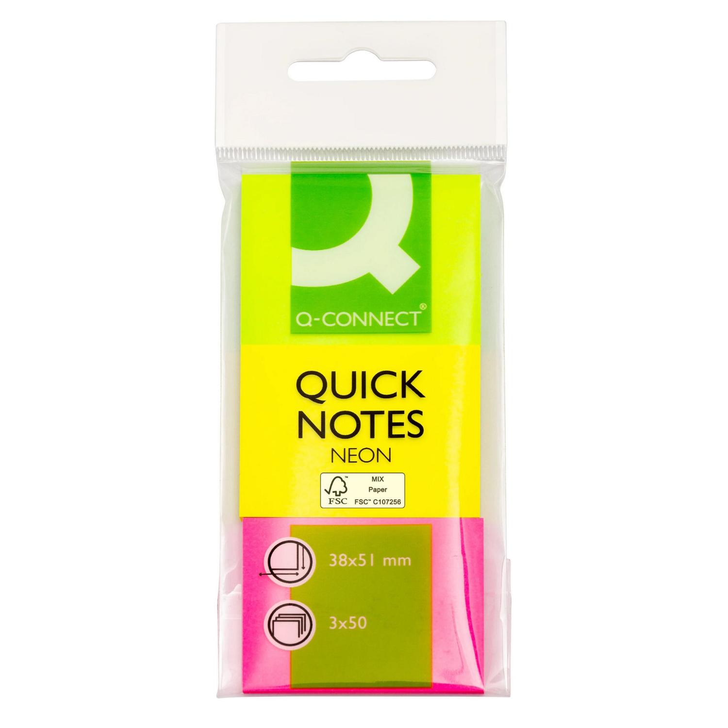 Q-CONNECT KF01224 Haftnotizen Haftnotizblock 38x51mm Neon